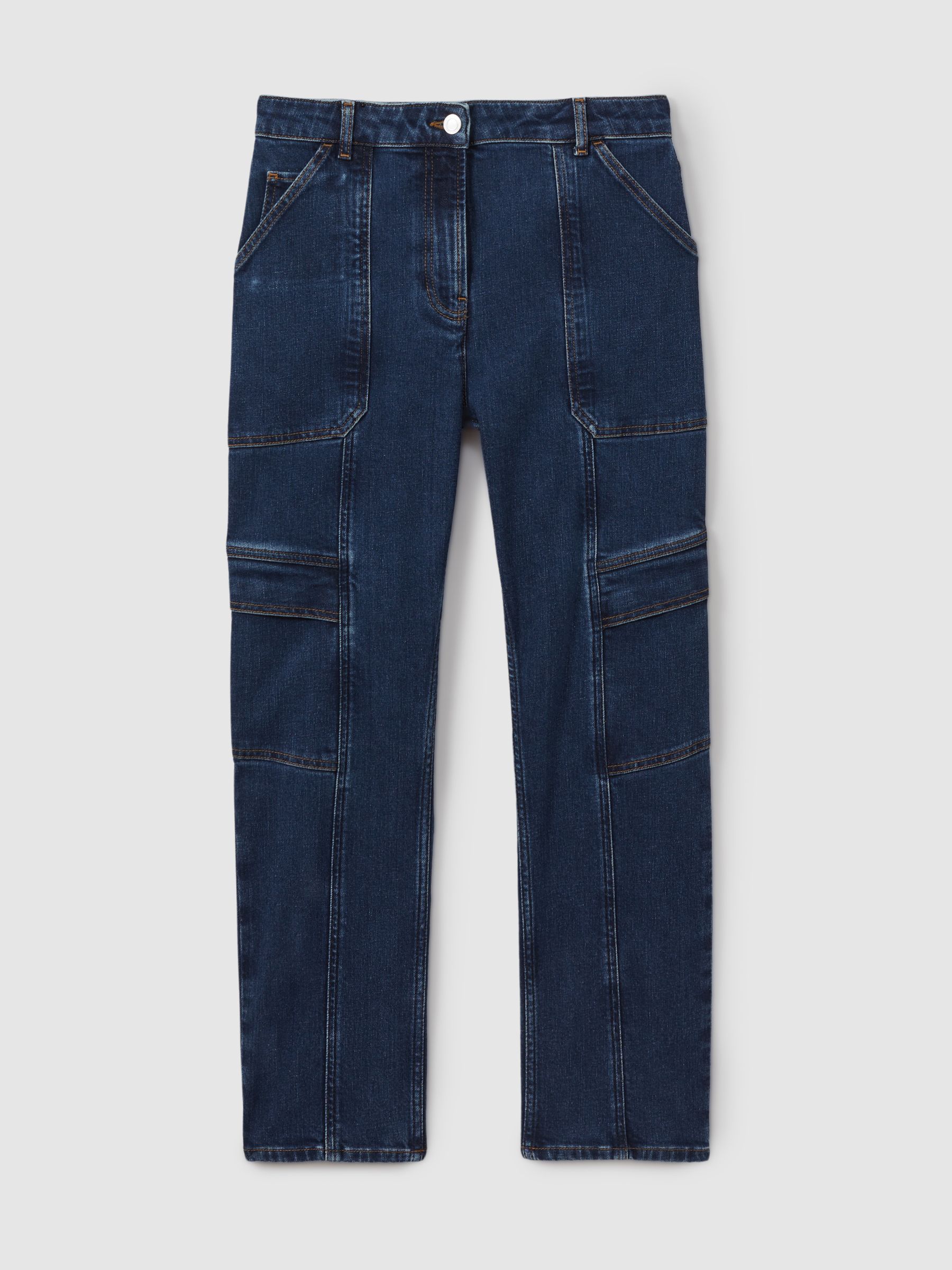 Garment Dyed Utility Tapered Jeans in Dark Blue - Image 2 of 6