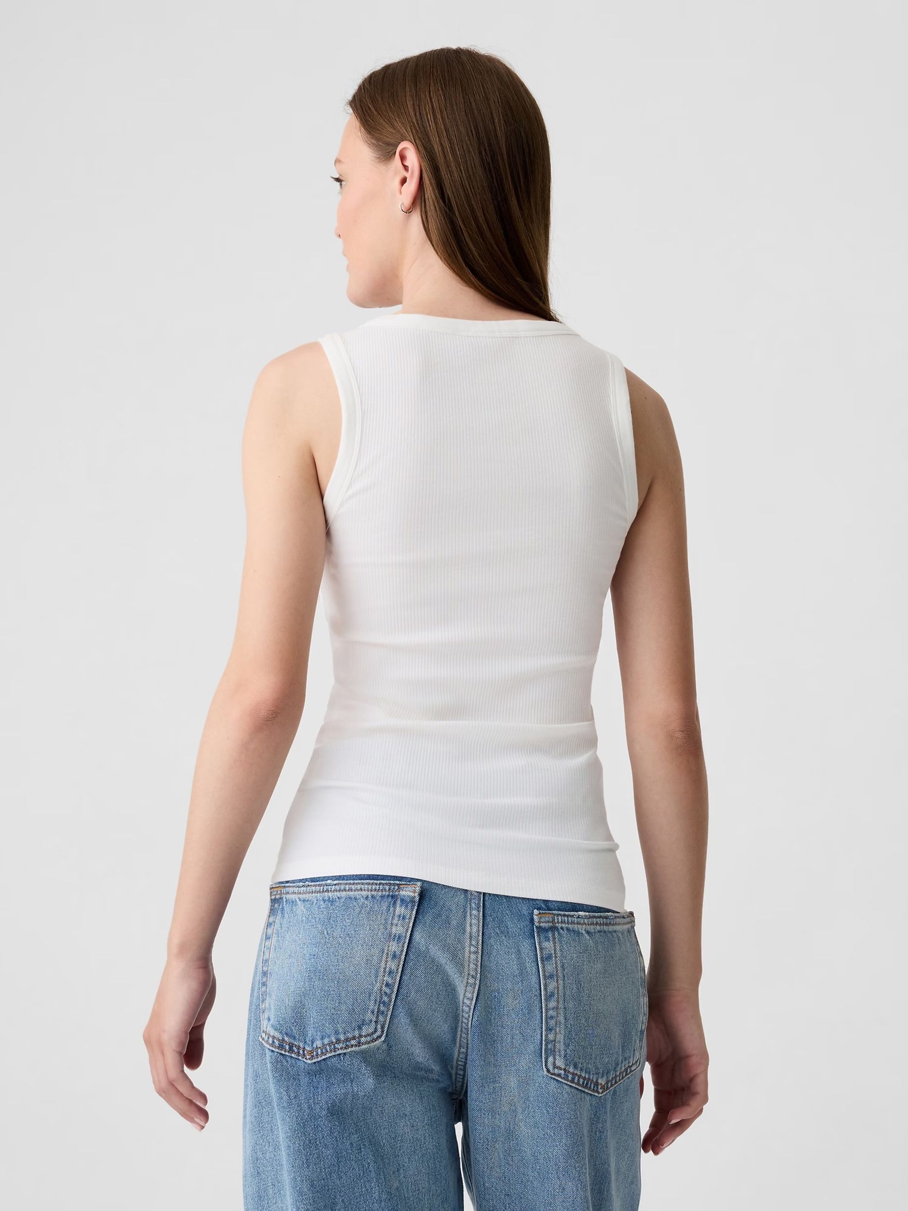 White Soft Ribbed Sleeveless Vest Top - Image 2 of 5