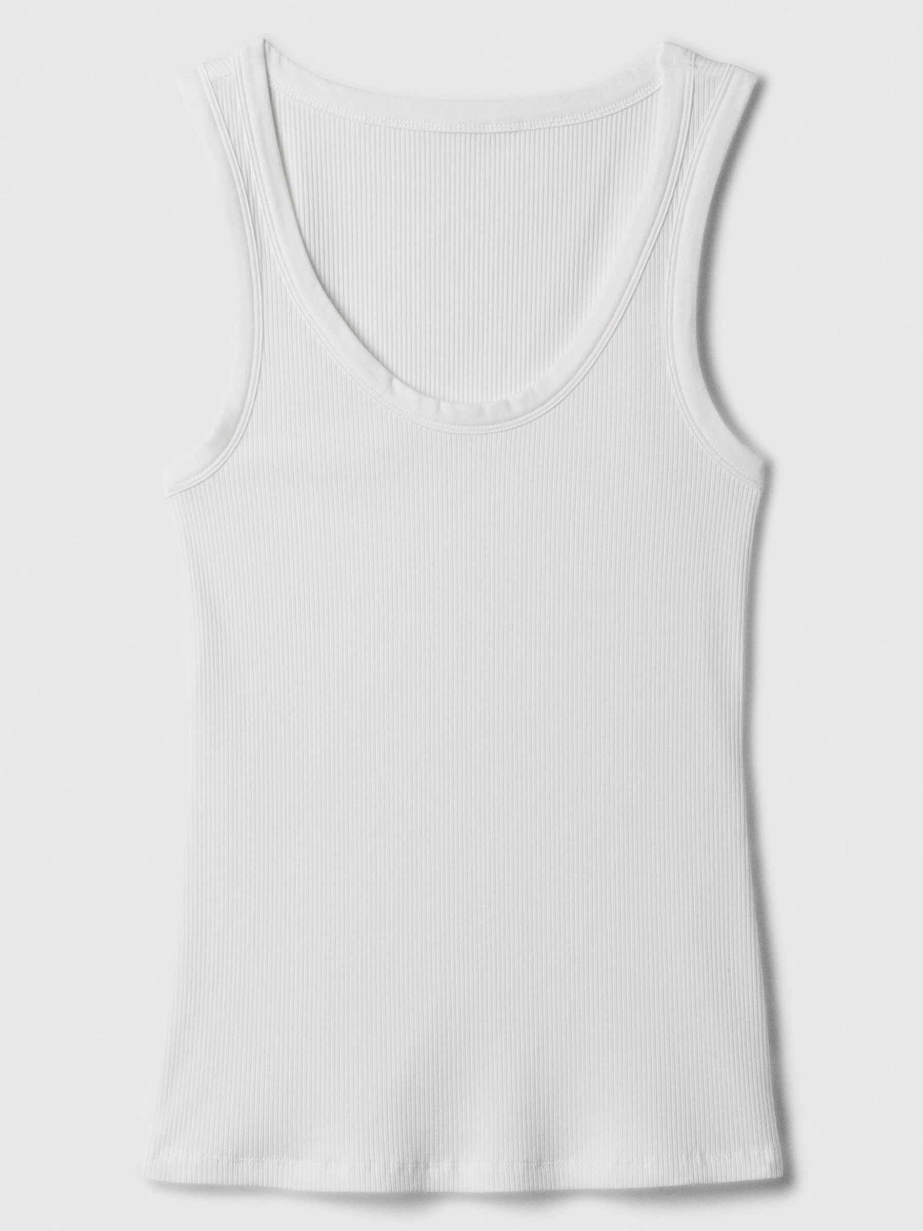 White Soft Ribbed Sleeveless Vest Top - Image 5 of 5
