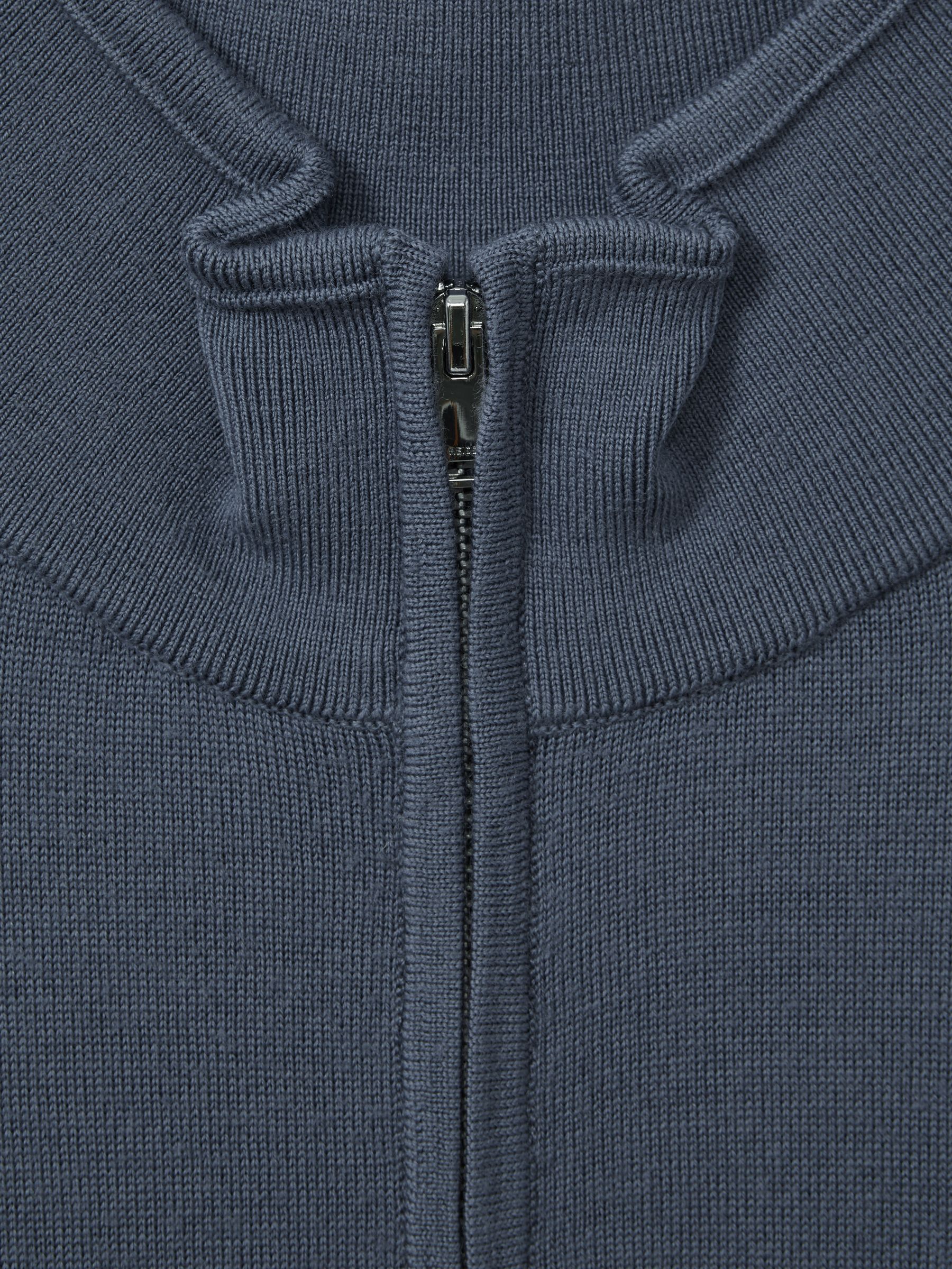 Merino Wool Half-Zip Polo Shirt in Airforce Blue - Image 6 of 6