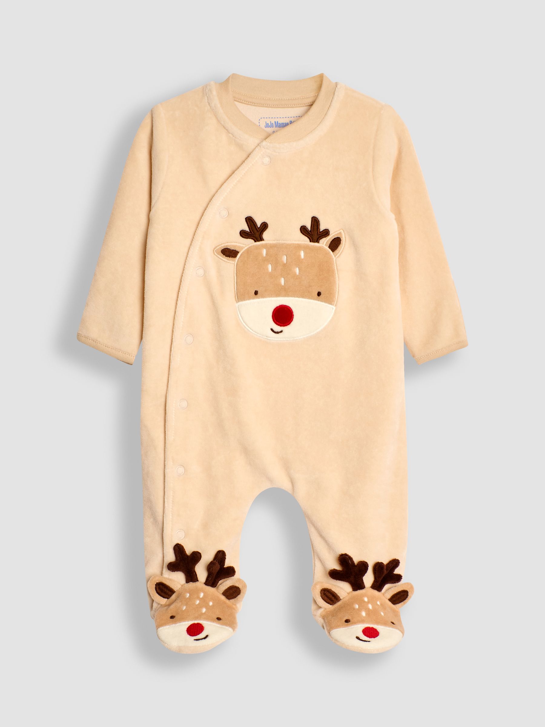 Stone Cotton Christmas Zip Appliqué Sleepsuit - Image 5 of 6