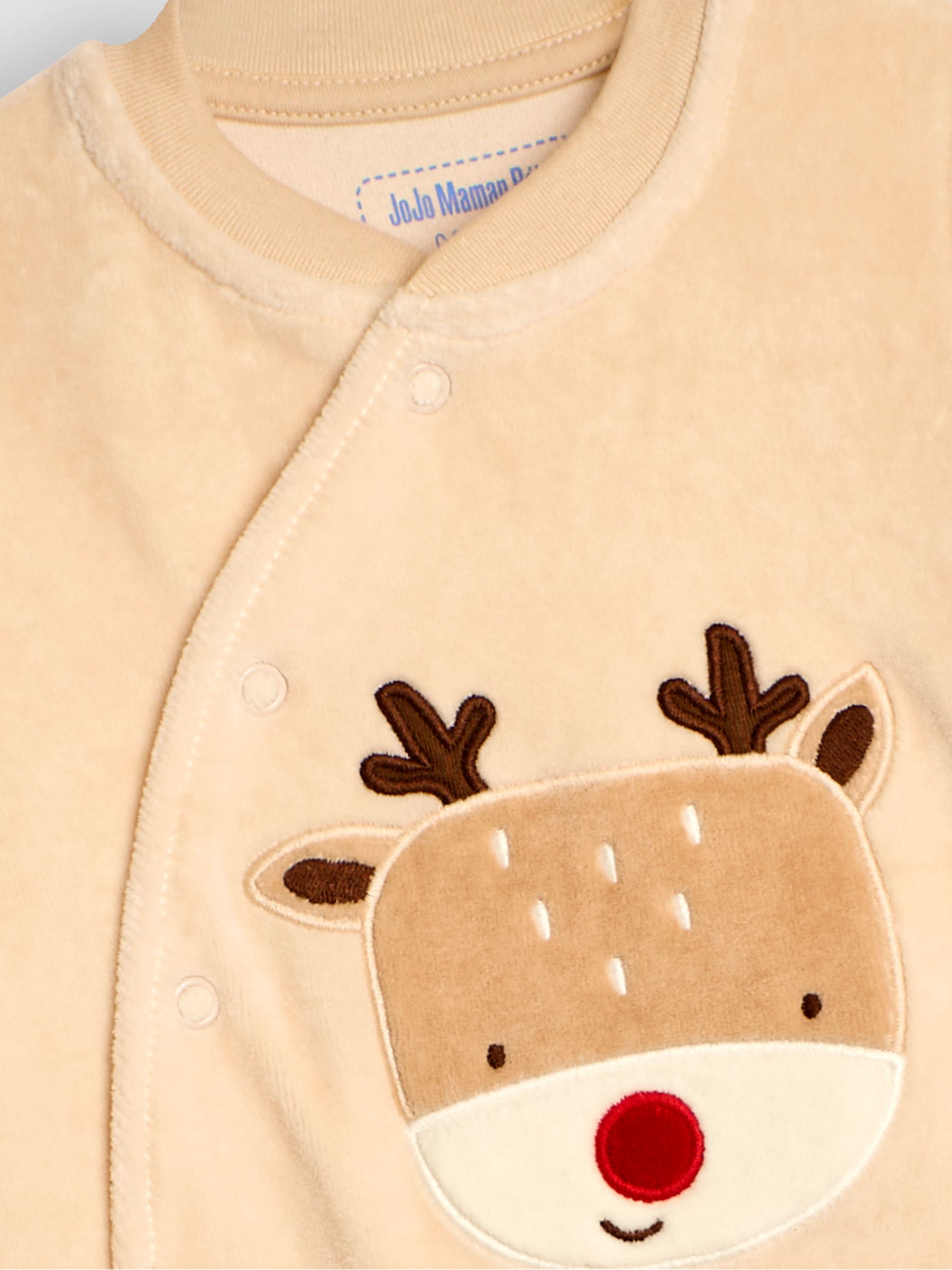 Stone Cotton Christmas Zip Appliqué Sleepsuit - Image 6 of 6