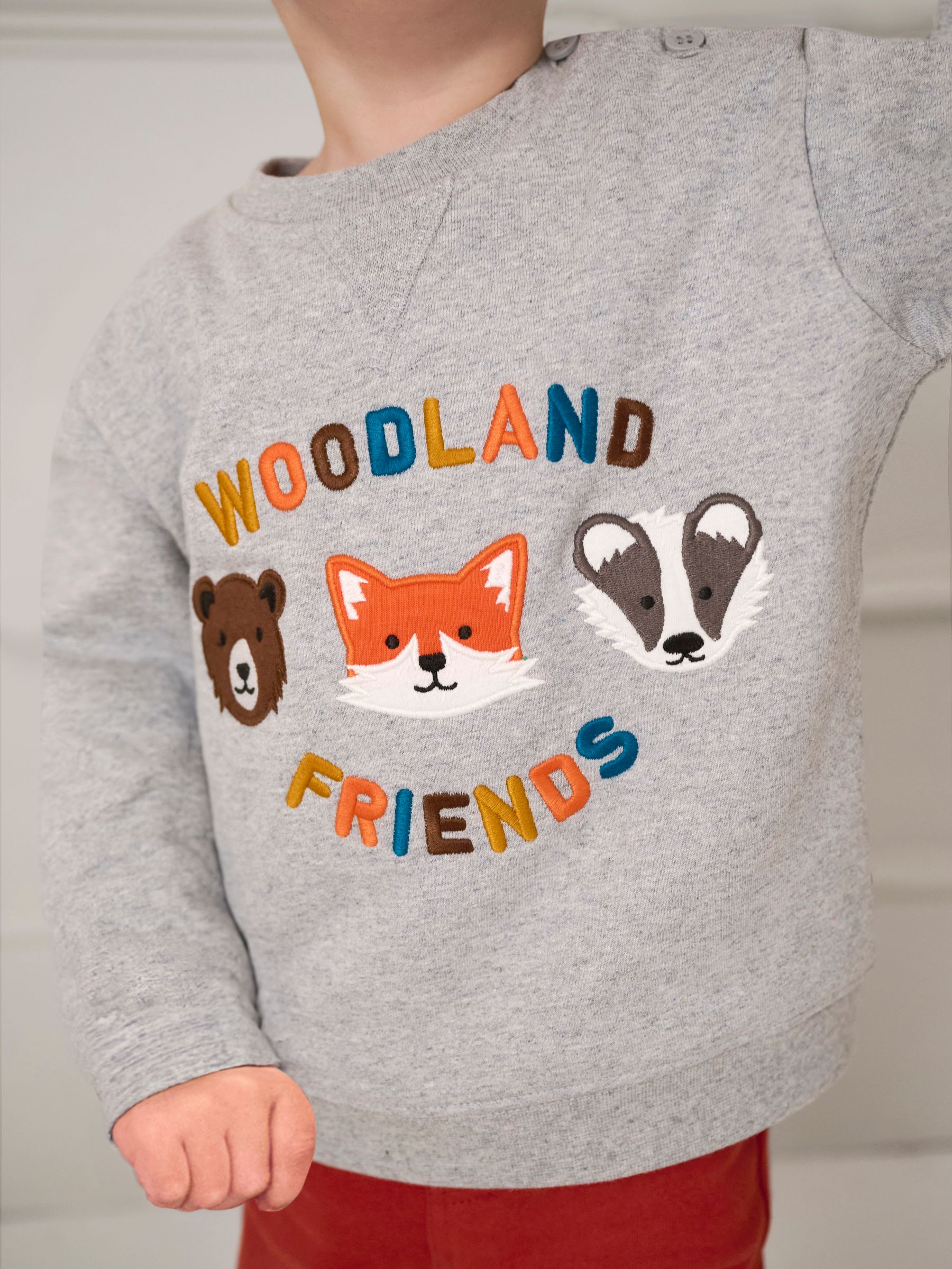 Grey Marl Woodland Friends Appliqué Sweatshirt - Image 2 of 5