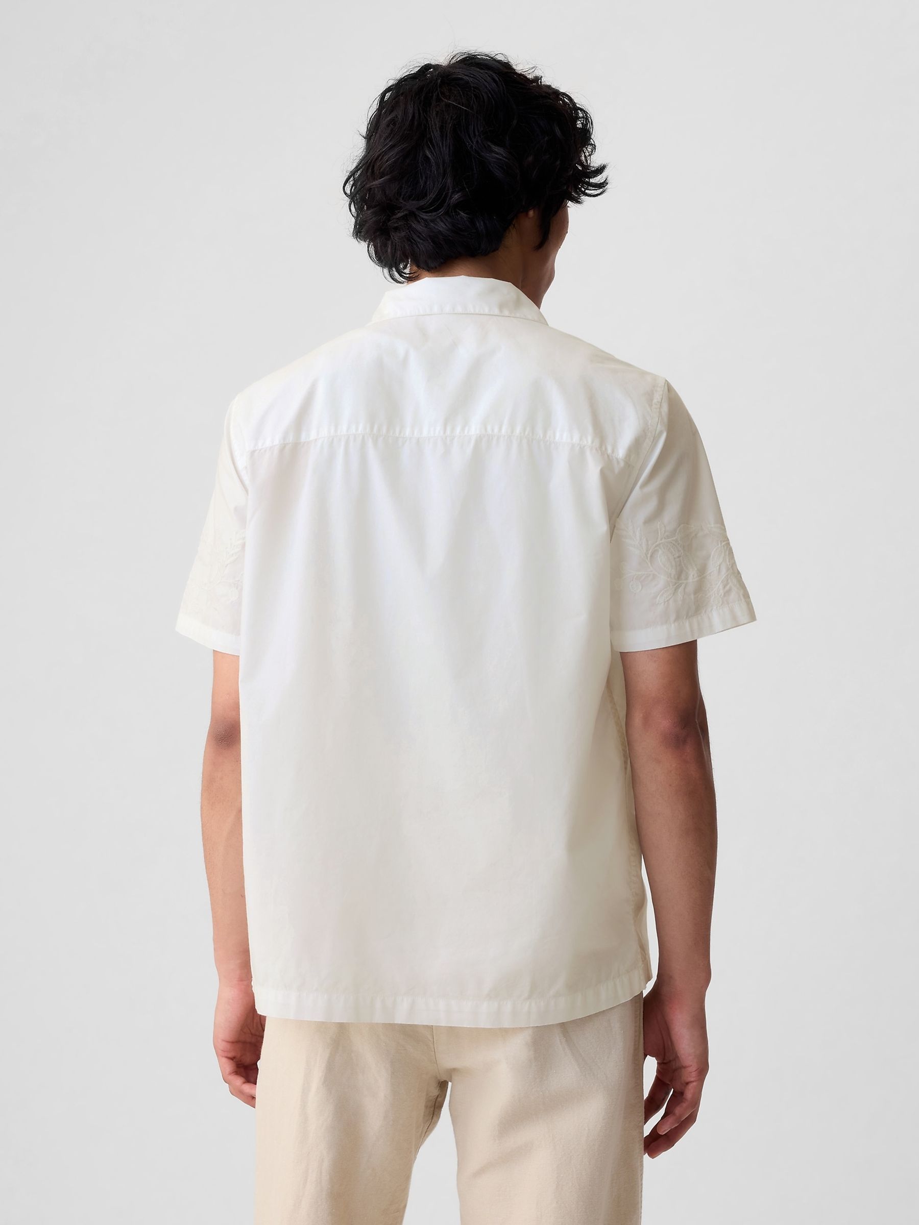 White Cotton Embroidered Resort Shirt - Image 2 of 4