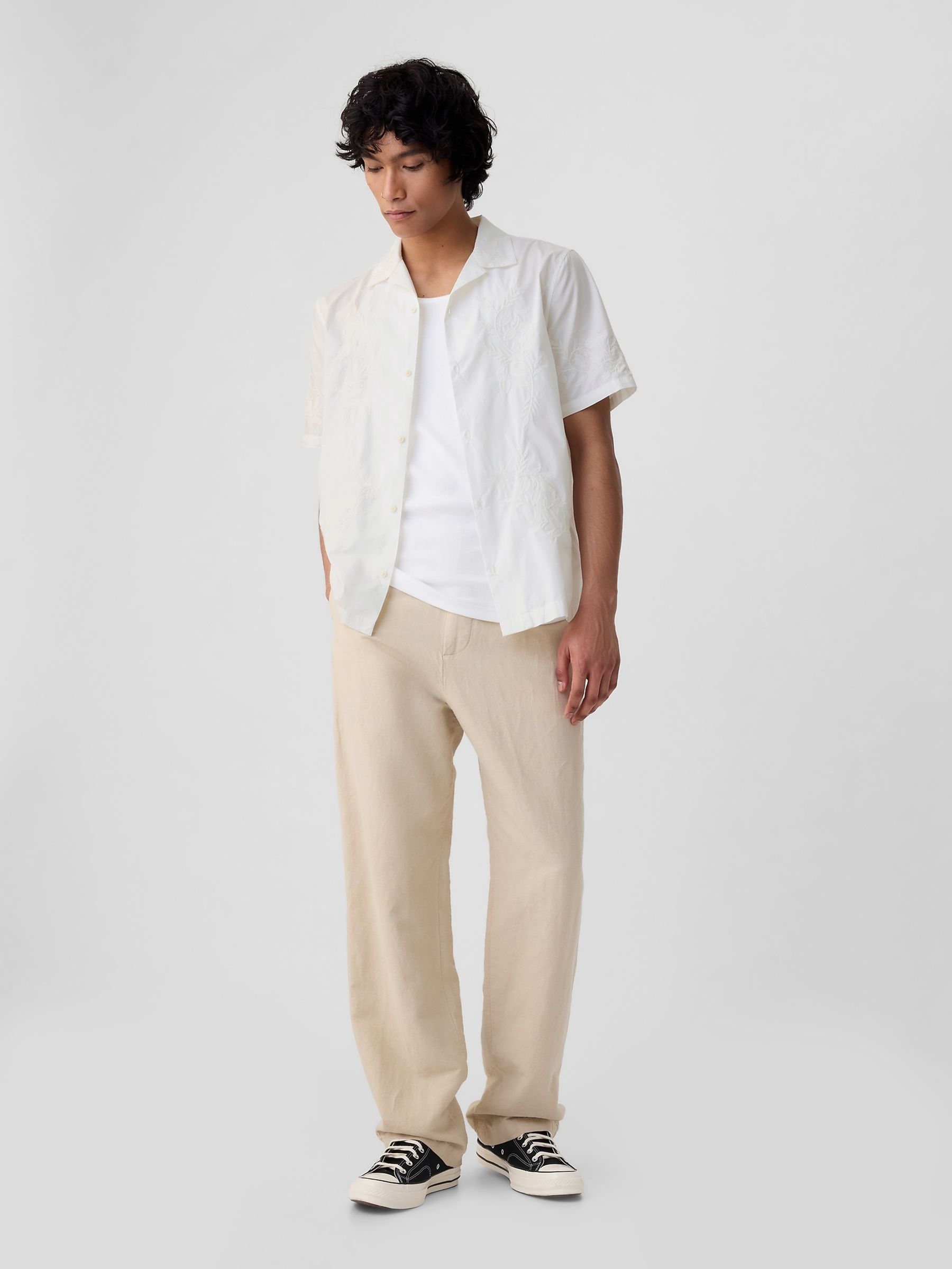 White Cotton Embroidered Resort Shirt - Image 3 of 4