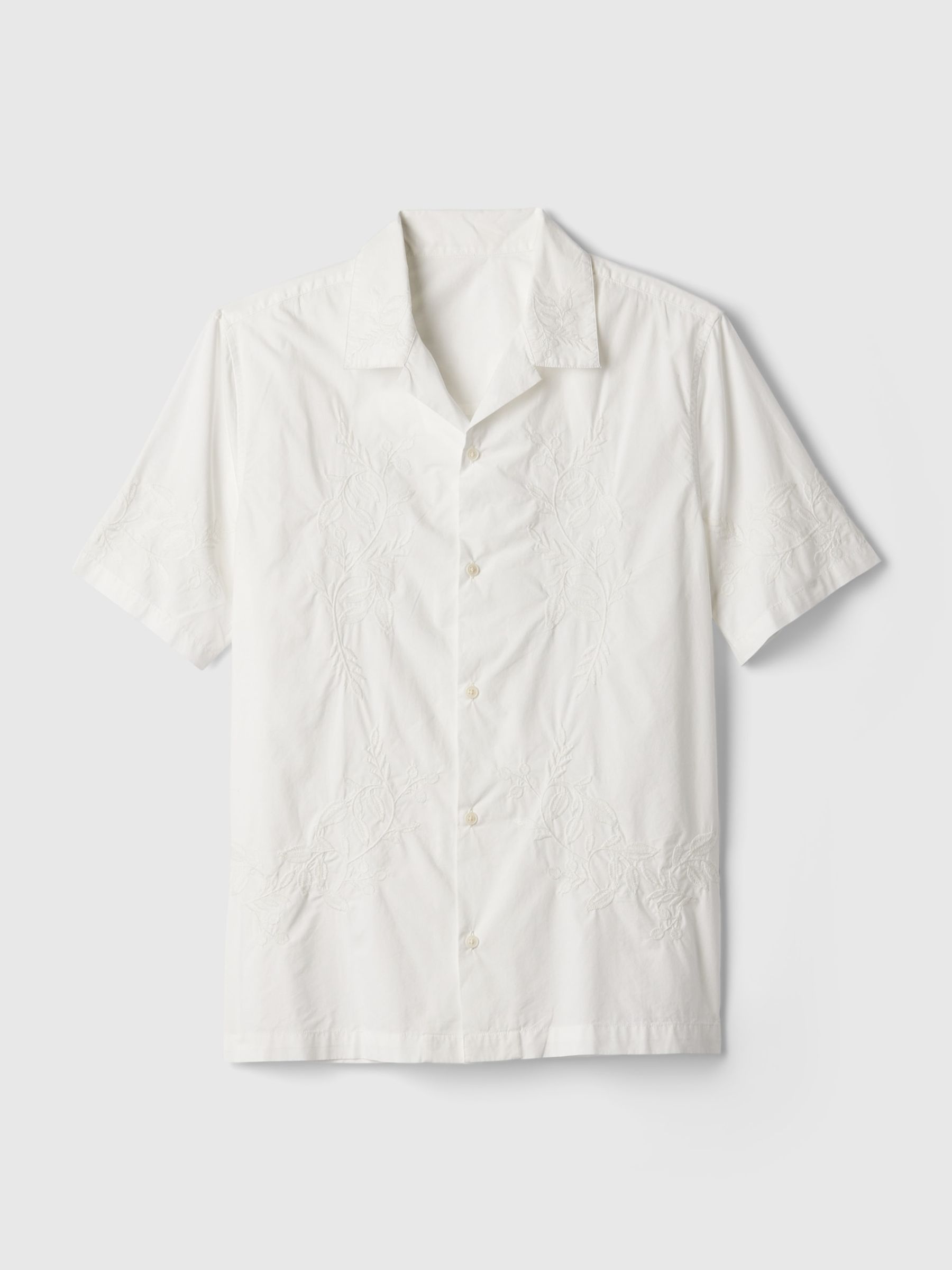 White Cotton Embroidered Resort Shirt - Image 4 of 4