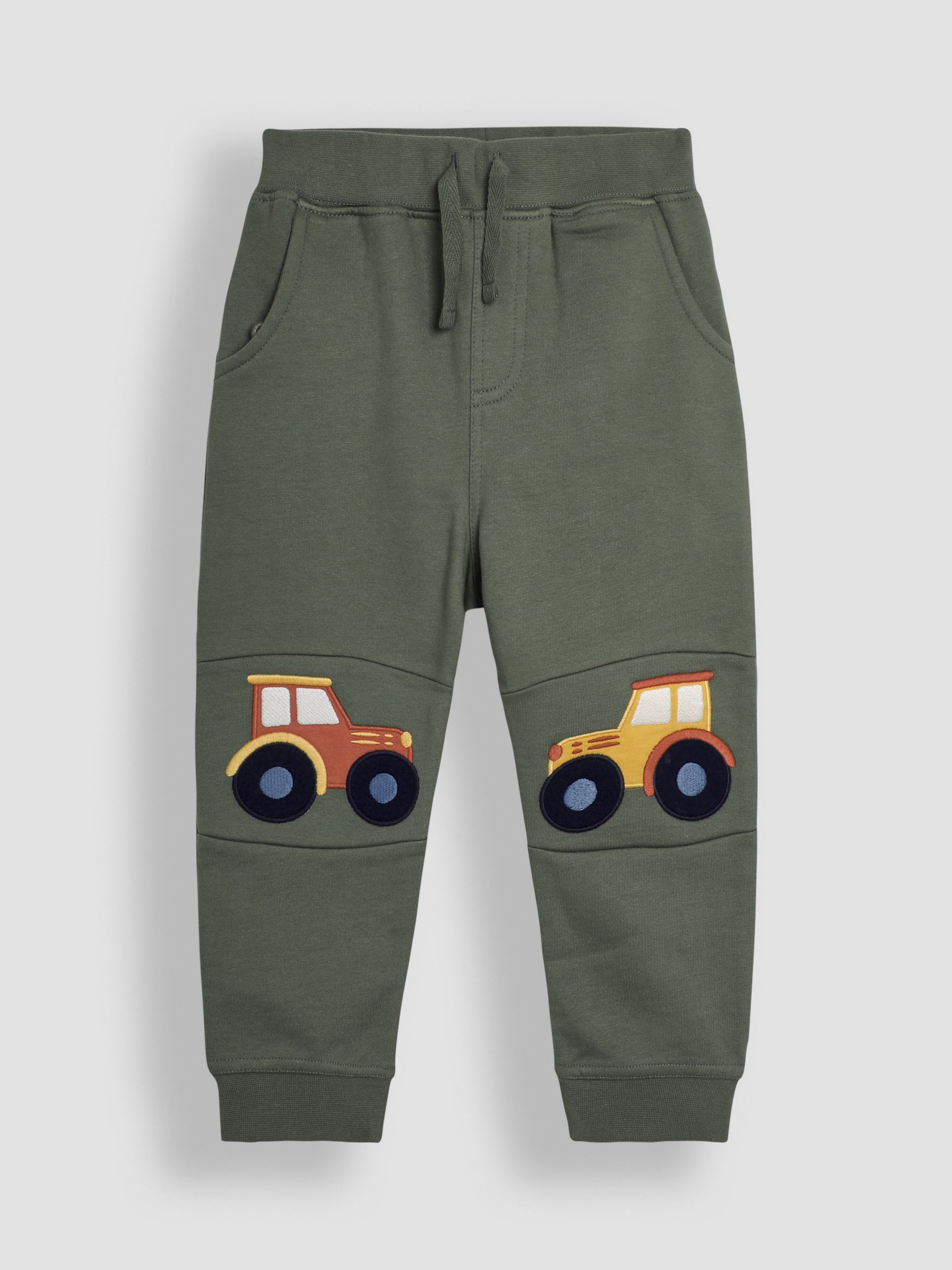 Khaki Green Tractor Appliqué Pet in Pocket Knee Joggers - Image 1 of 4