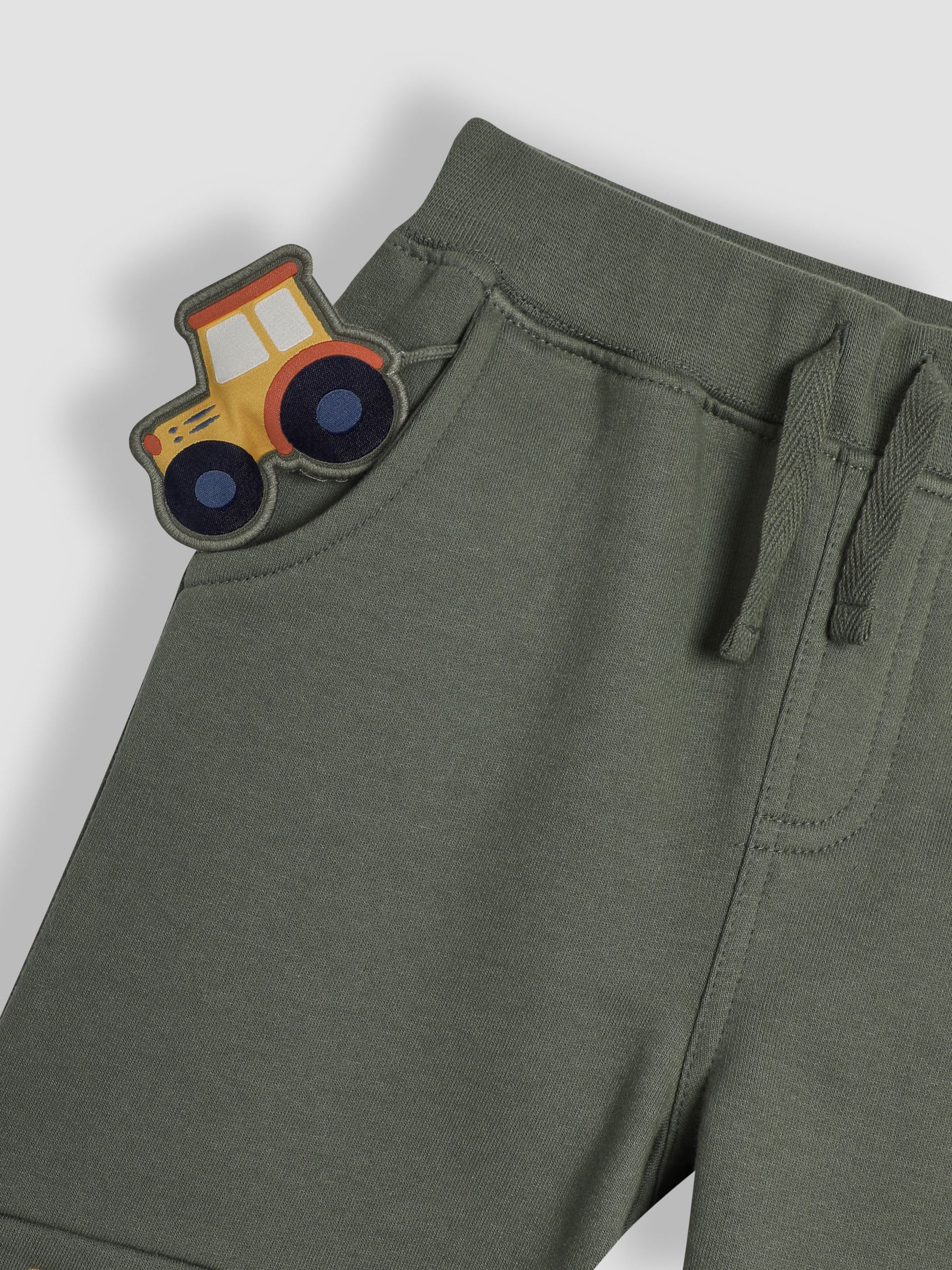 Khaki Green Tractor Appliqué Pet in Pocket Knee Joggers - Image 3 of 4
