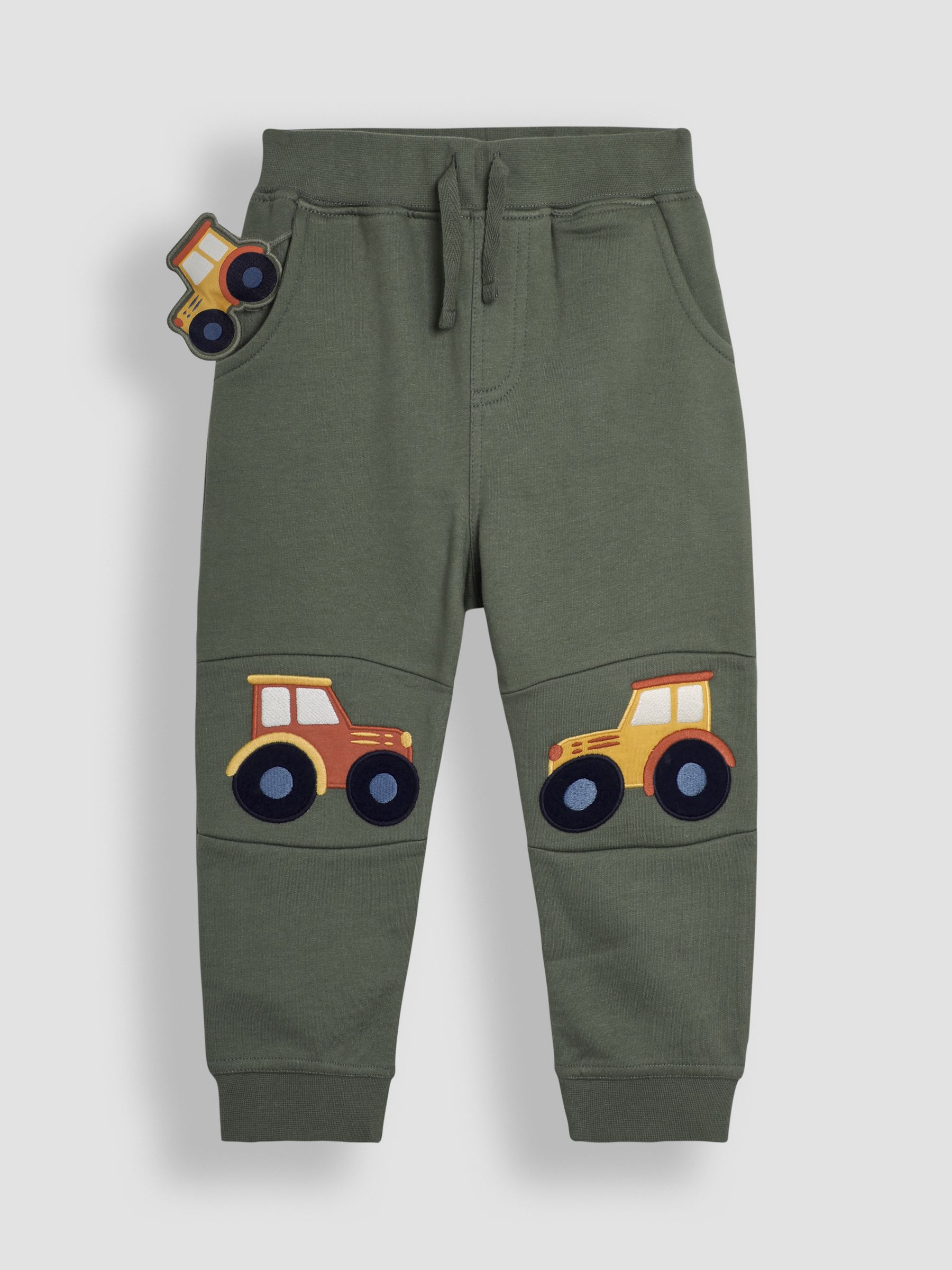 Khaki Green Tractor Appliqué Pet in Pocket Knee Joggers - Image 4 of 4