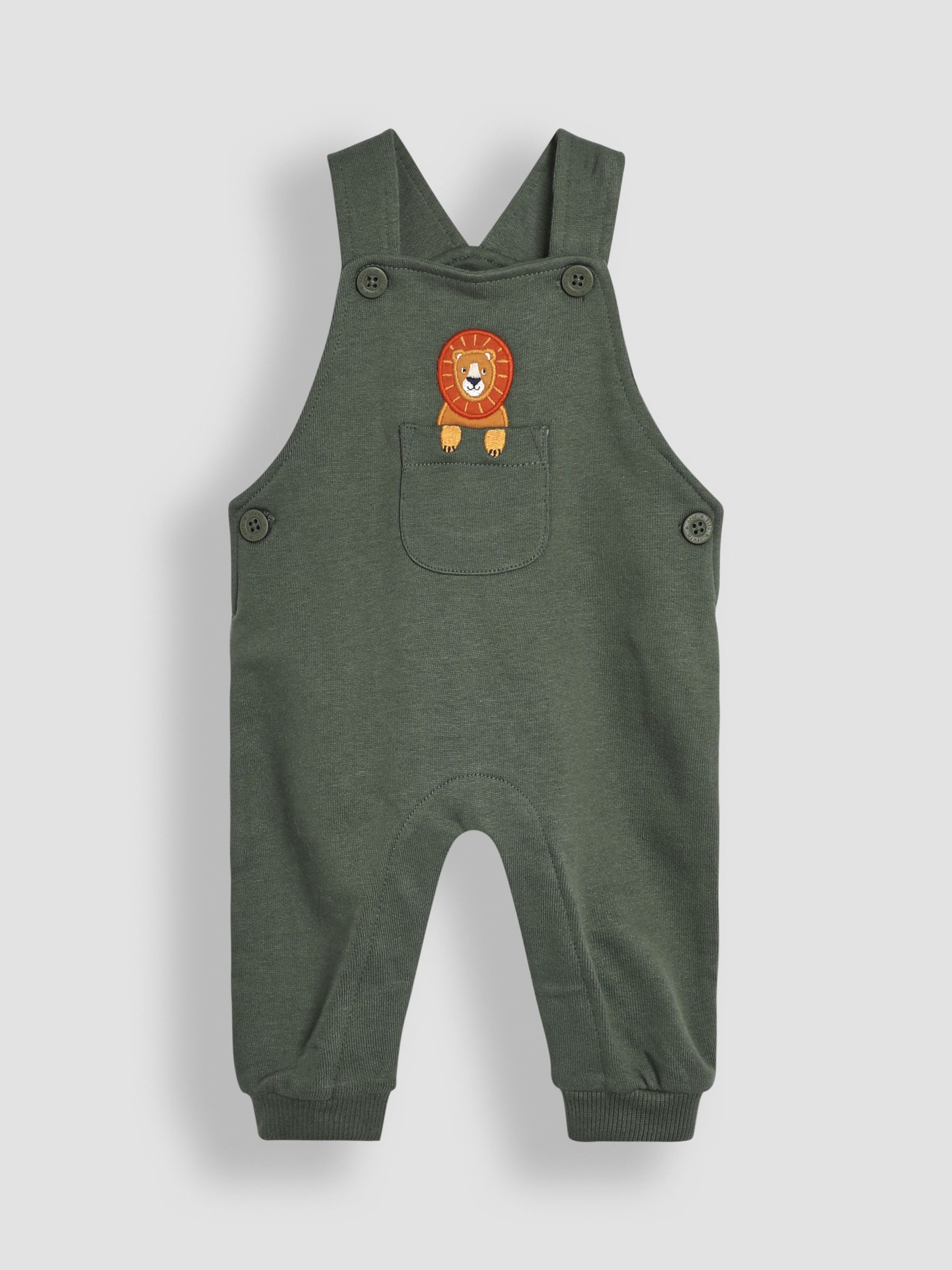Khaki Green Lion Appliqué Pocket Dungarees and Top Set - Image 2 of 6