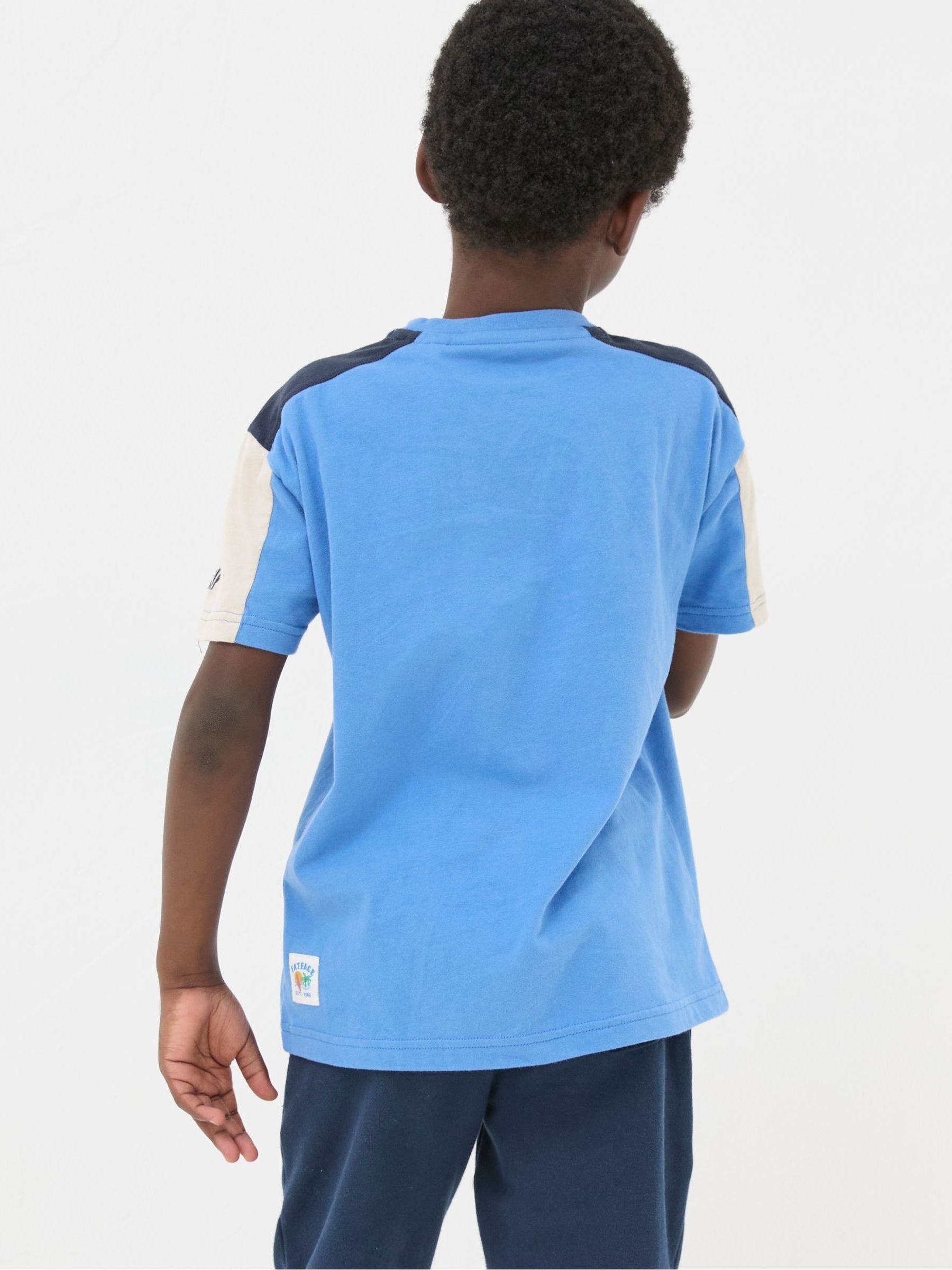 Blue Colourblock Jersey T-Shirt - Image 3 of 4