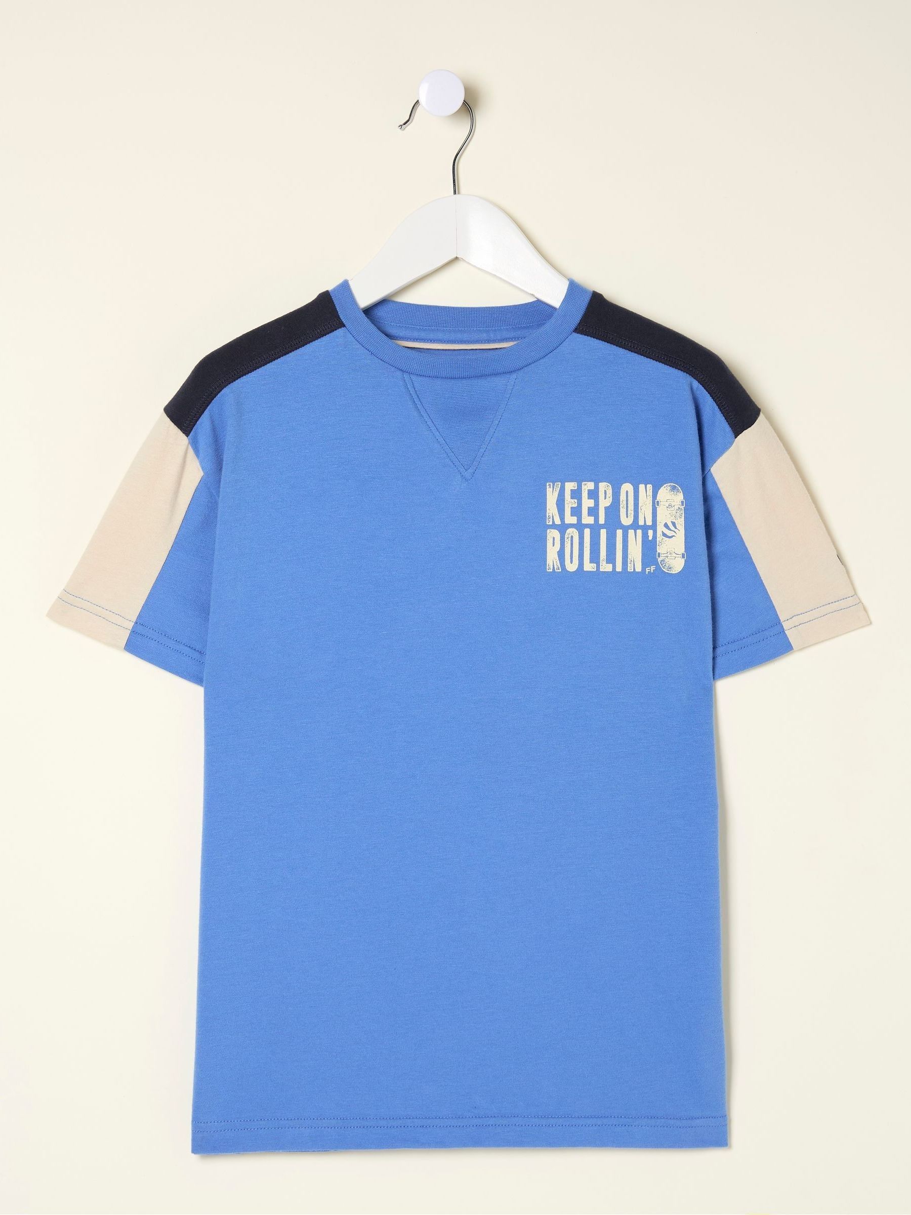 Blue Colourblock Jersey T-Shirt - Image 4 of 4