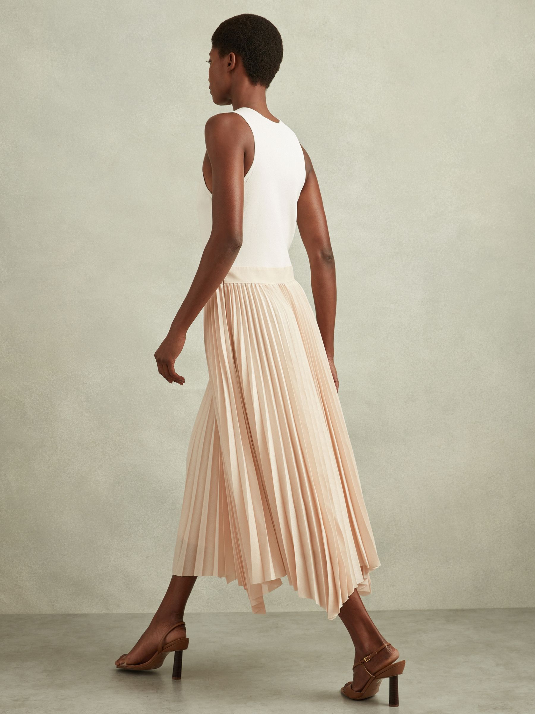 Hybrid Knitted Midi Dress in Ivory/Nude - Image 4 of 5
