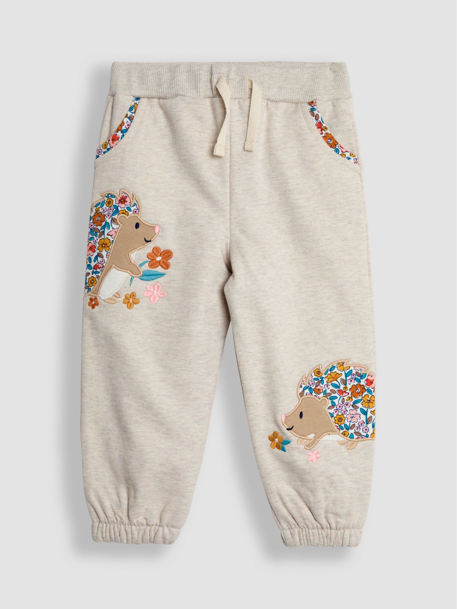 Natural Hedgehog Appliqué Joggers - Image 1 of 3