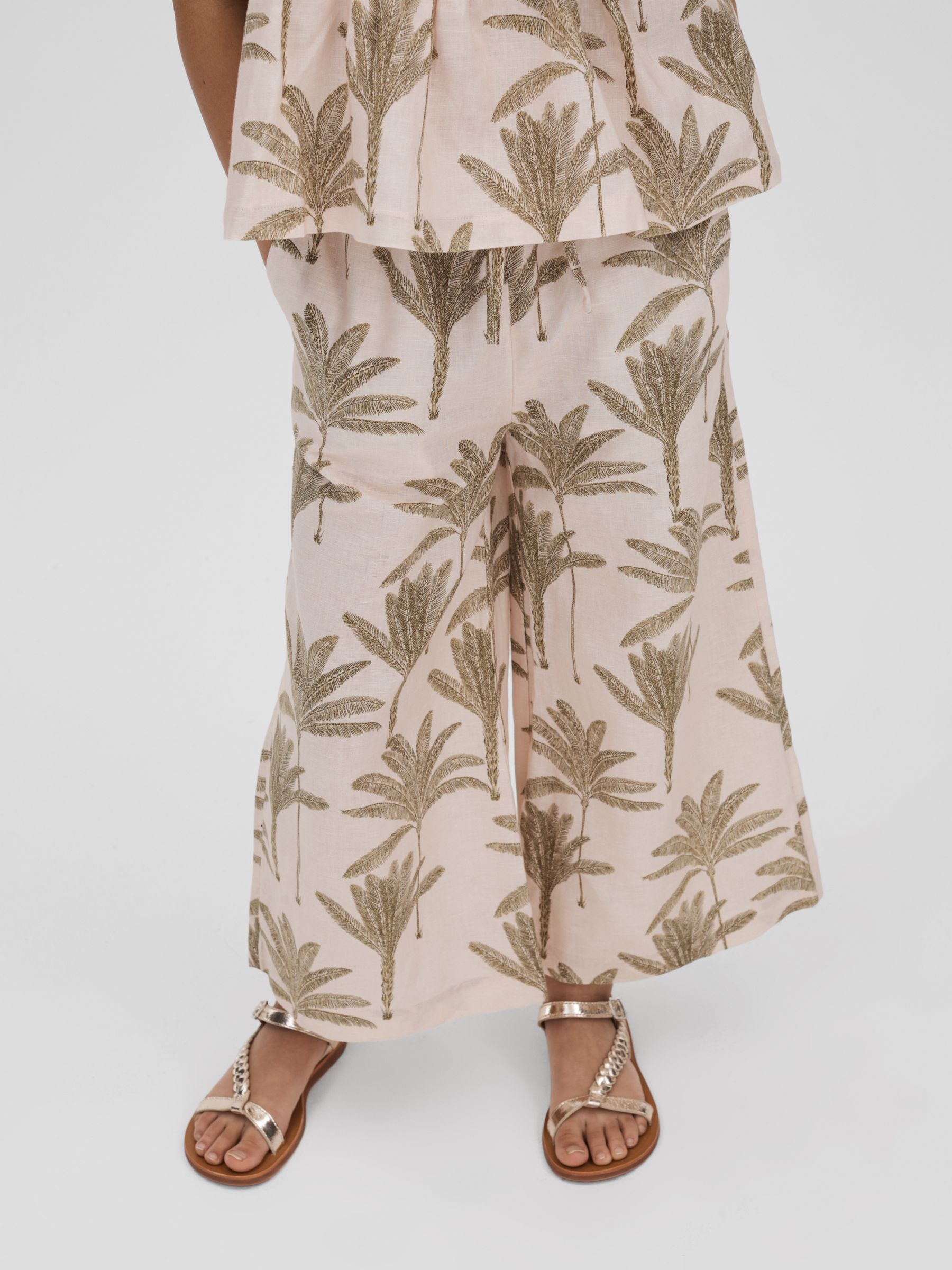 9-13 yrs Linen-Cotton Drawstring Trousers in Neutral - Image 1 of 4