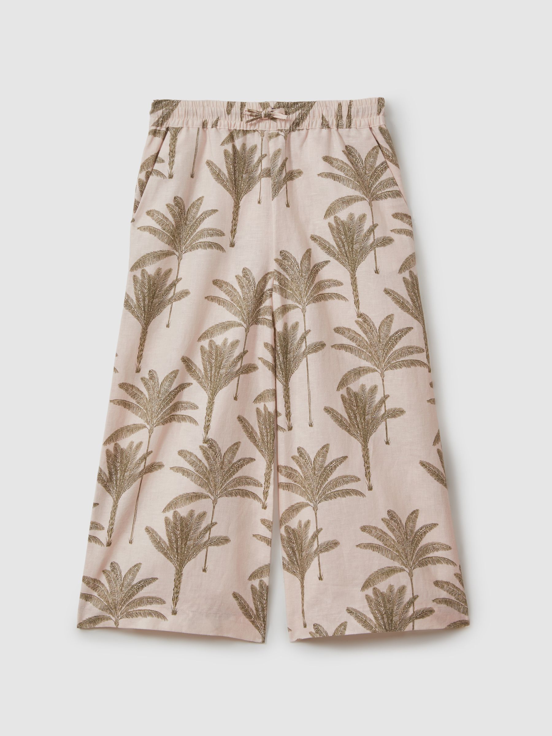 9-13 yrs Linen-Cotton Drawstring Trousers in Neutral - Image 2 of 4
