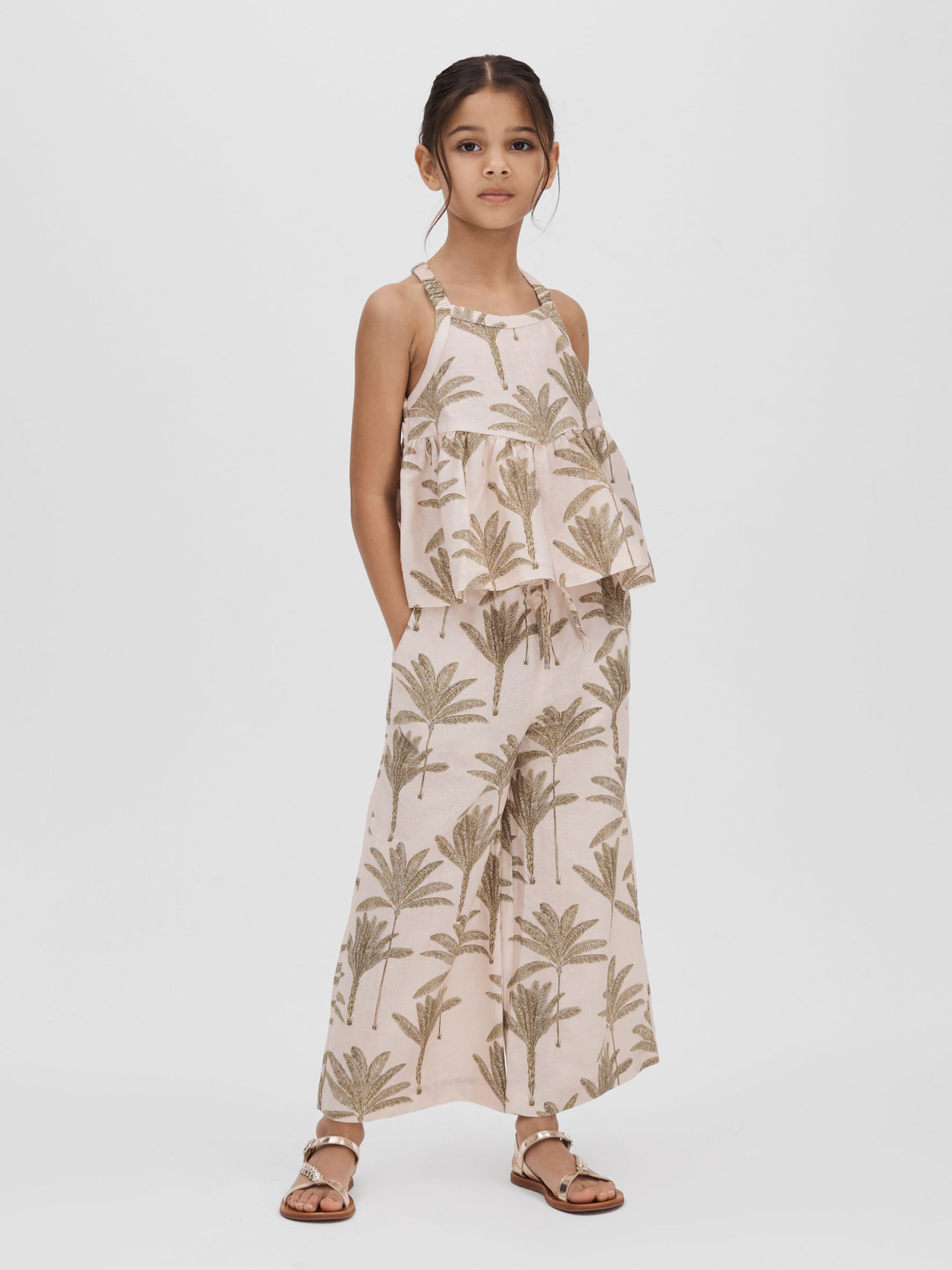 9-13 yrs Linen-Cotton Drawstring Trousers in Neutral - Image 3 of 4
