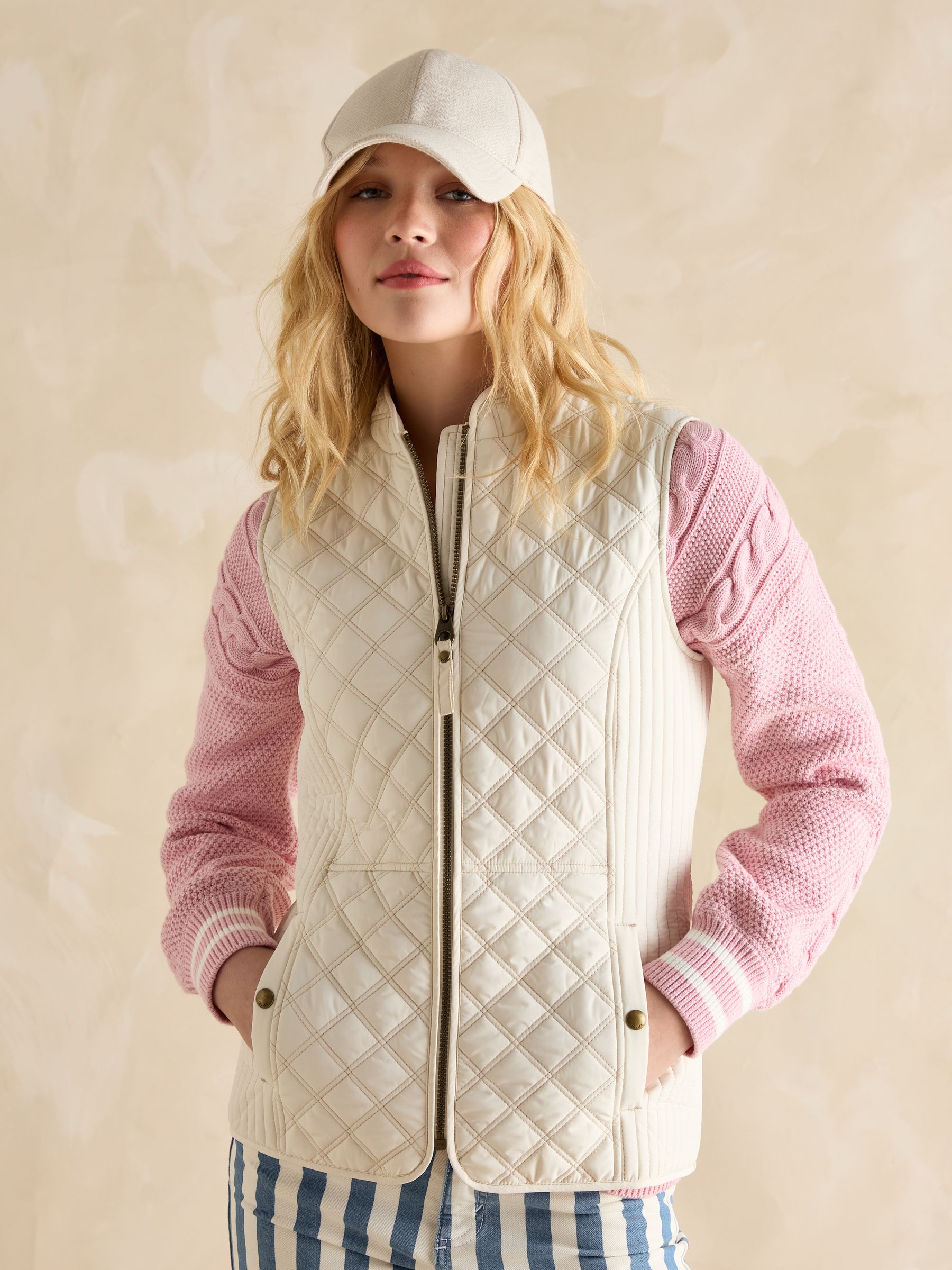 Minx Cream Showerproof Diamond Quilted Gilet - Image 1 of 8