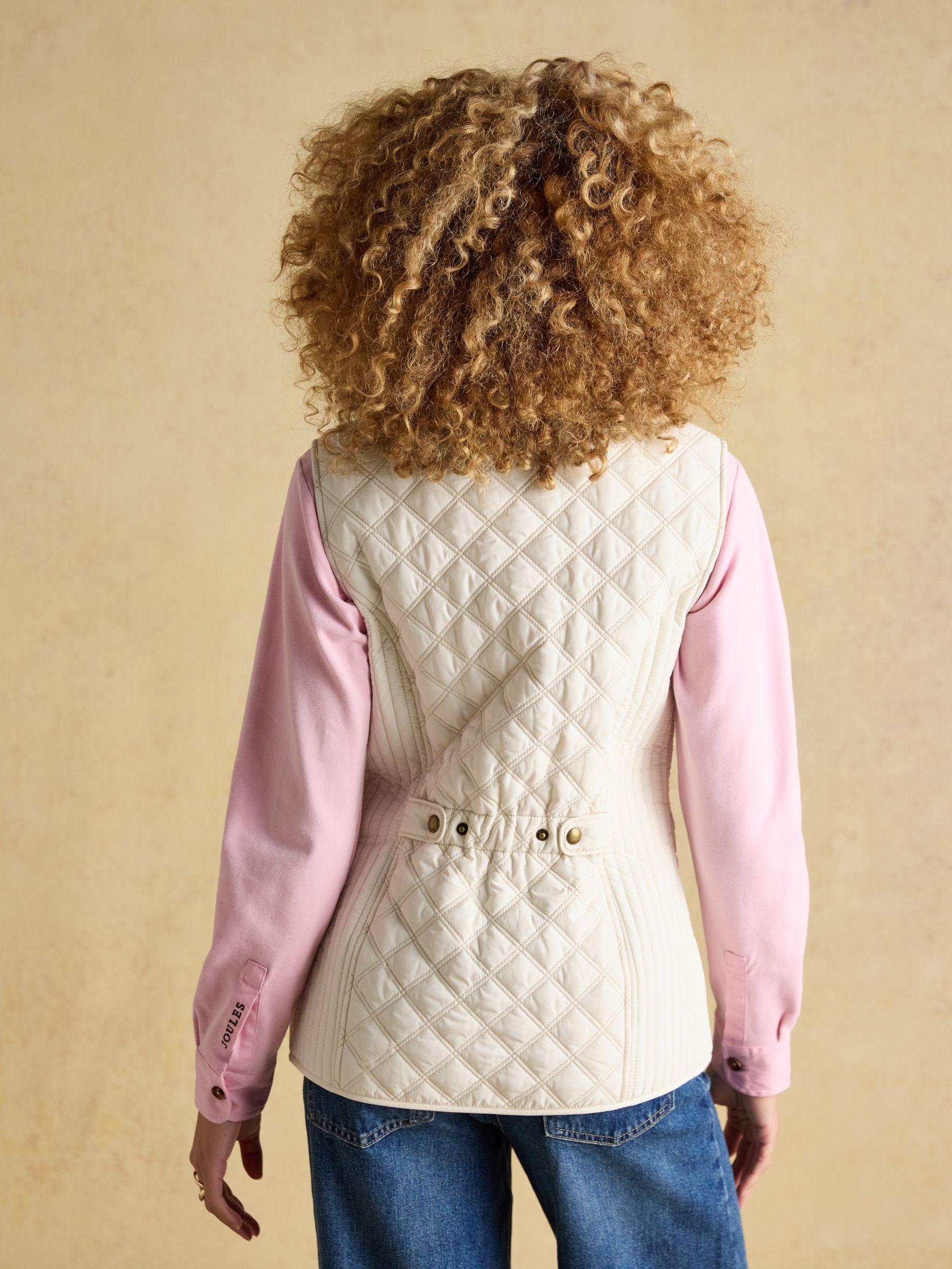 Minx Cream Showerproof Diamond Quilted Gilet | Joules