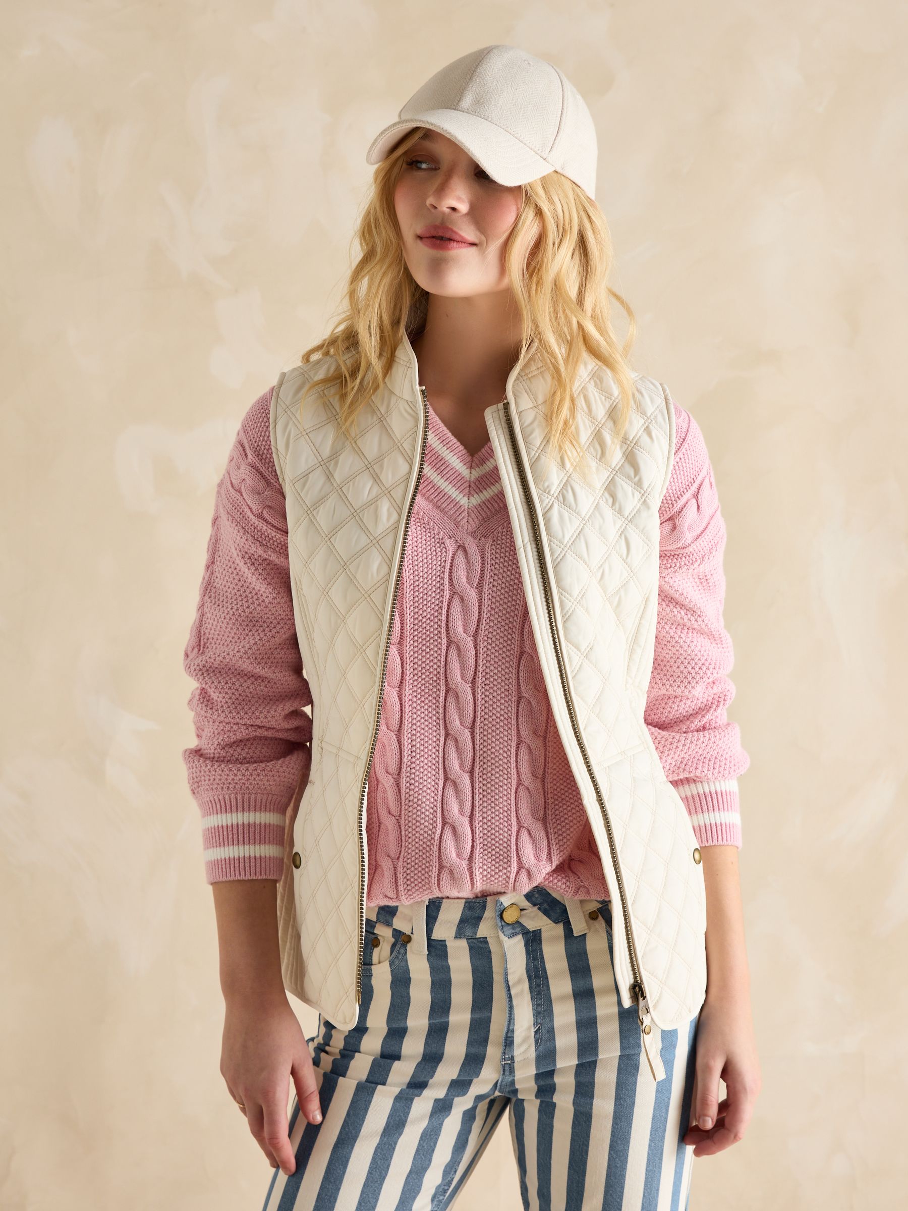 Minx Cream Showerproof Diamond Quilted Gilet - Image 5 of 8
