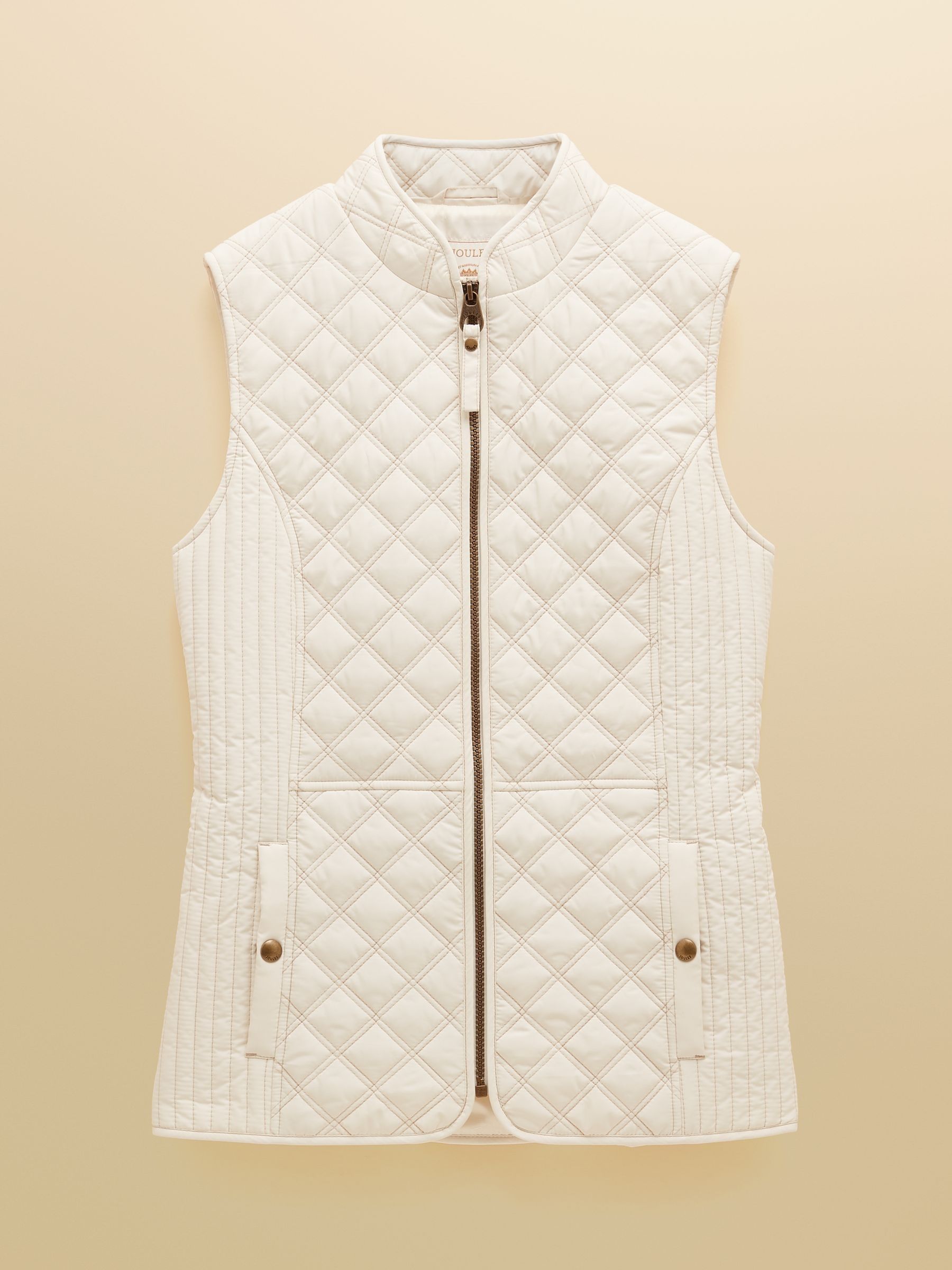 Minx Cream Showerproof Diamond Quilted Gilet | Joules