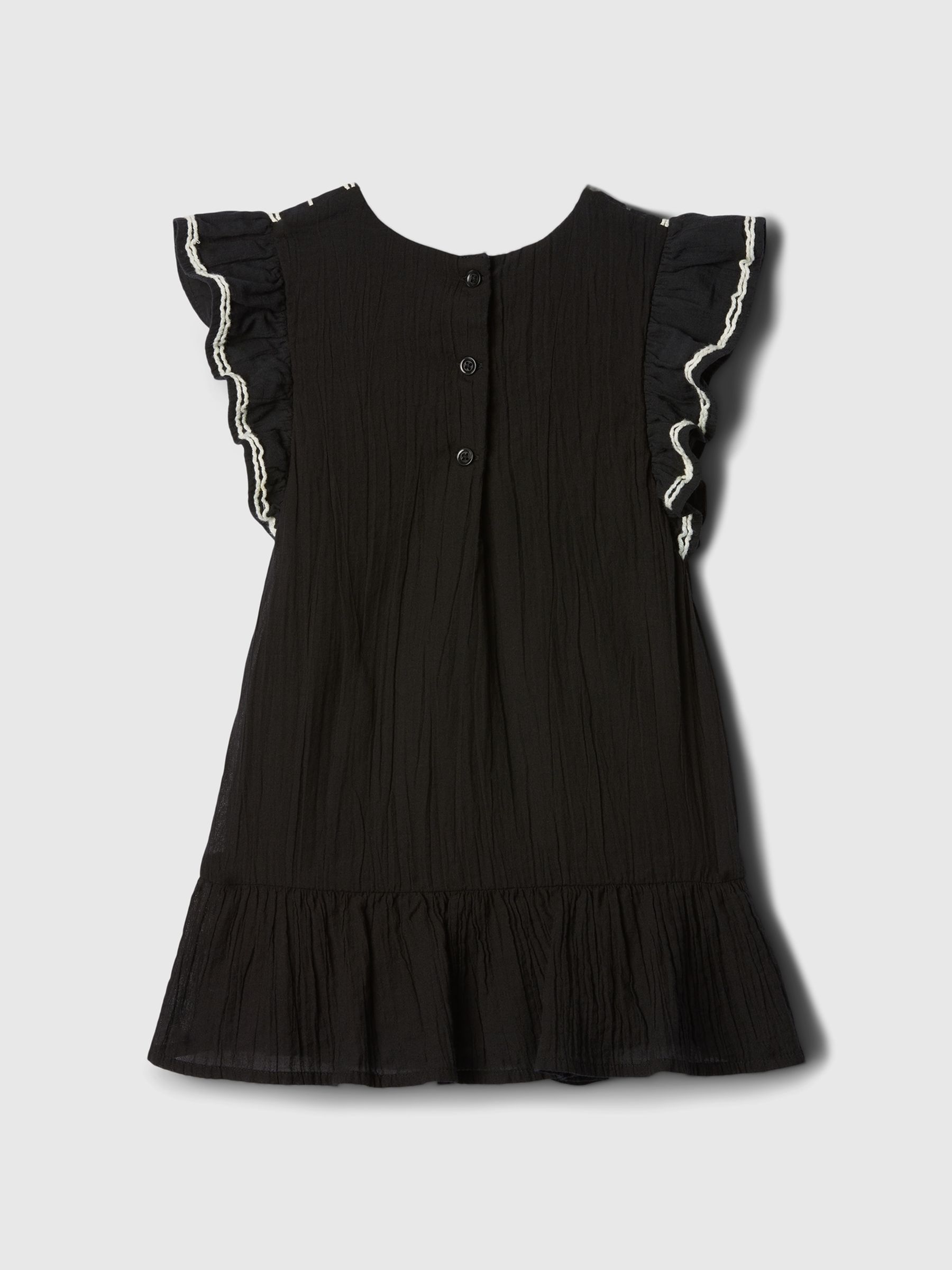 Black Embroidered Flutter Sleeve Dress (12mths-5yrs) - Image 2 of 3