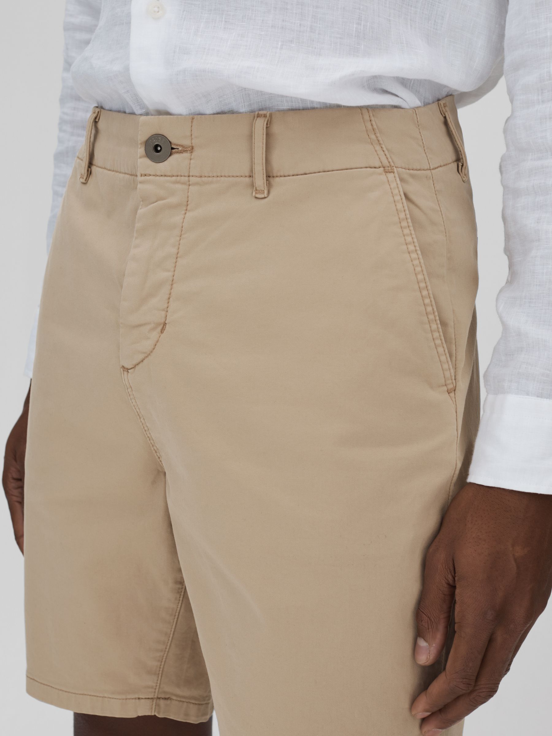 Paige Cotton Blend Chino Shorts in Khaki Sand - Image 3 of 5