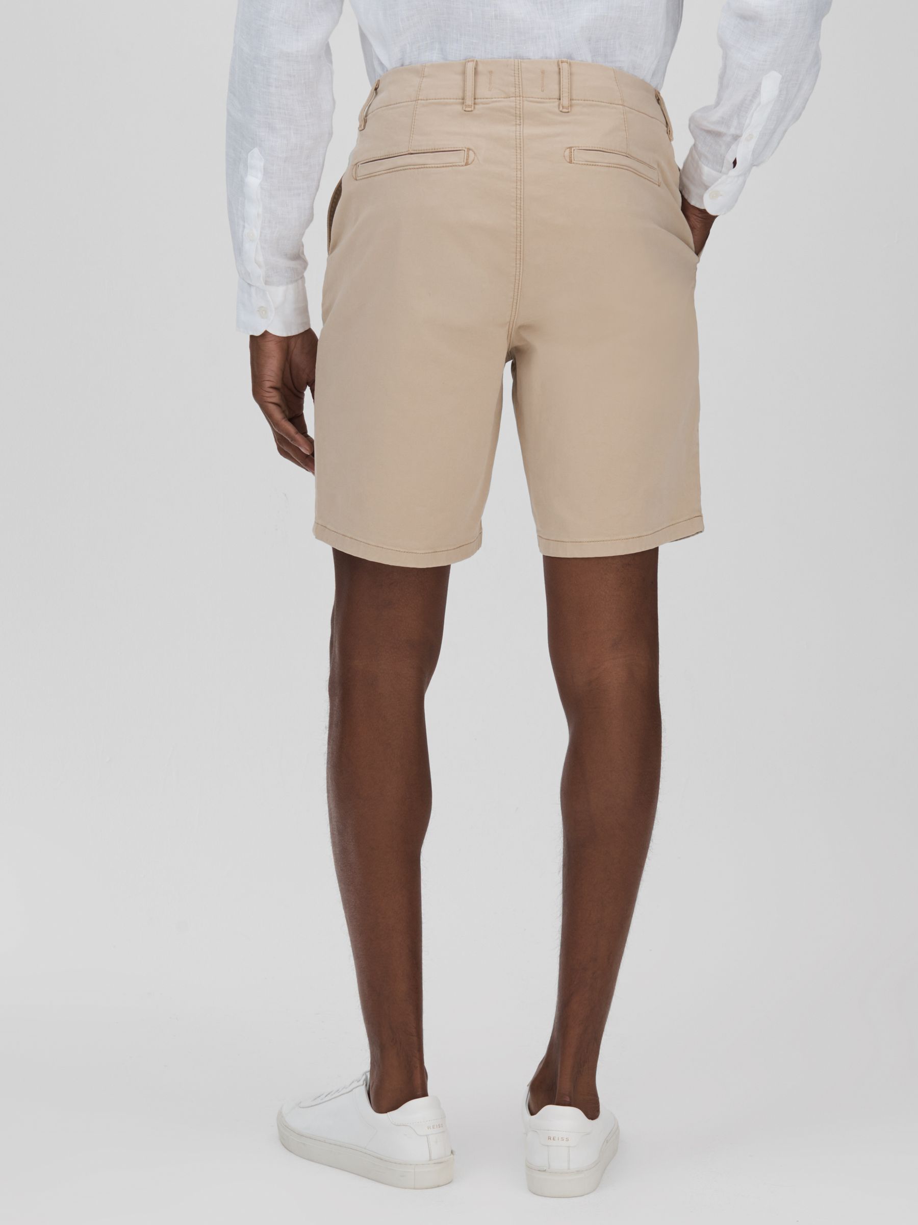 Paige Cotton Blend Chino Shorts in Khaki Sand - Image 4 of 5