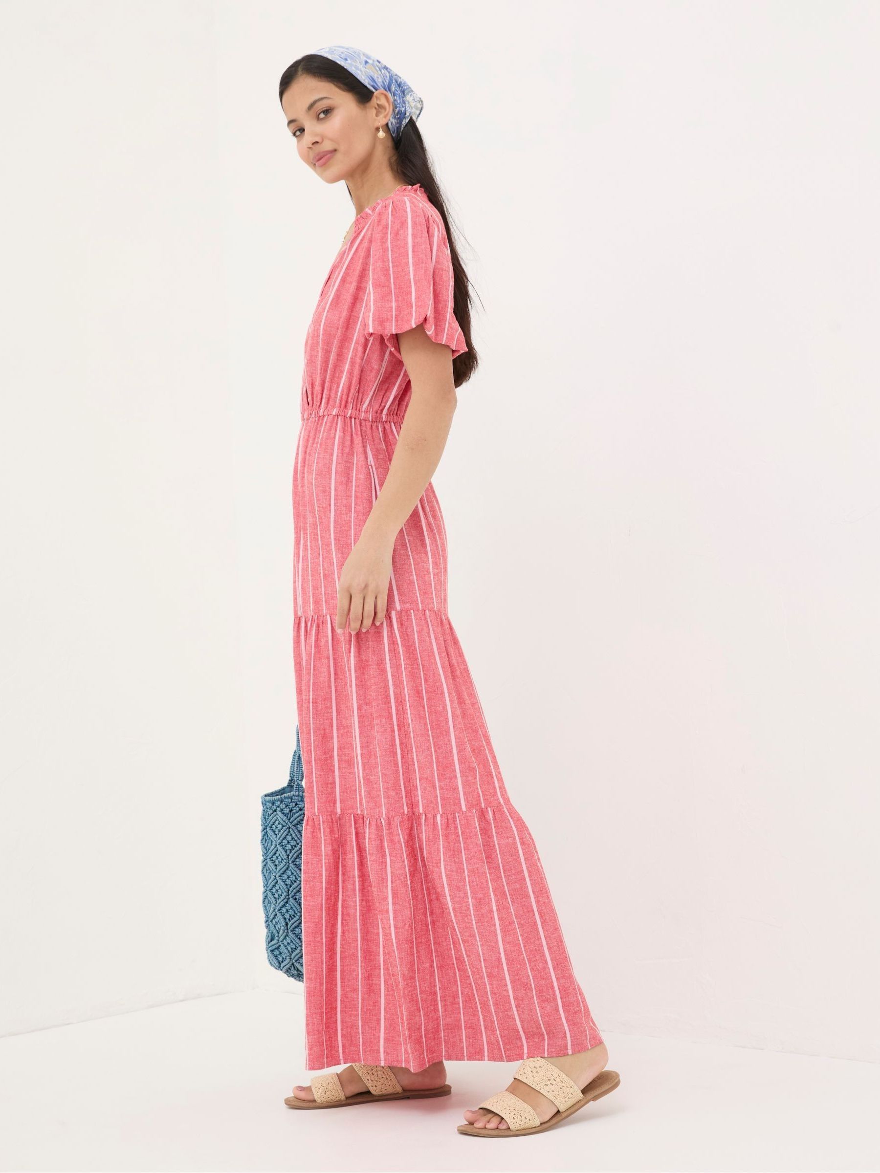 Stripe Linen Blend Maxi Dress