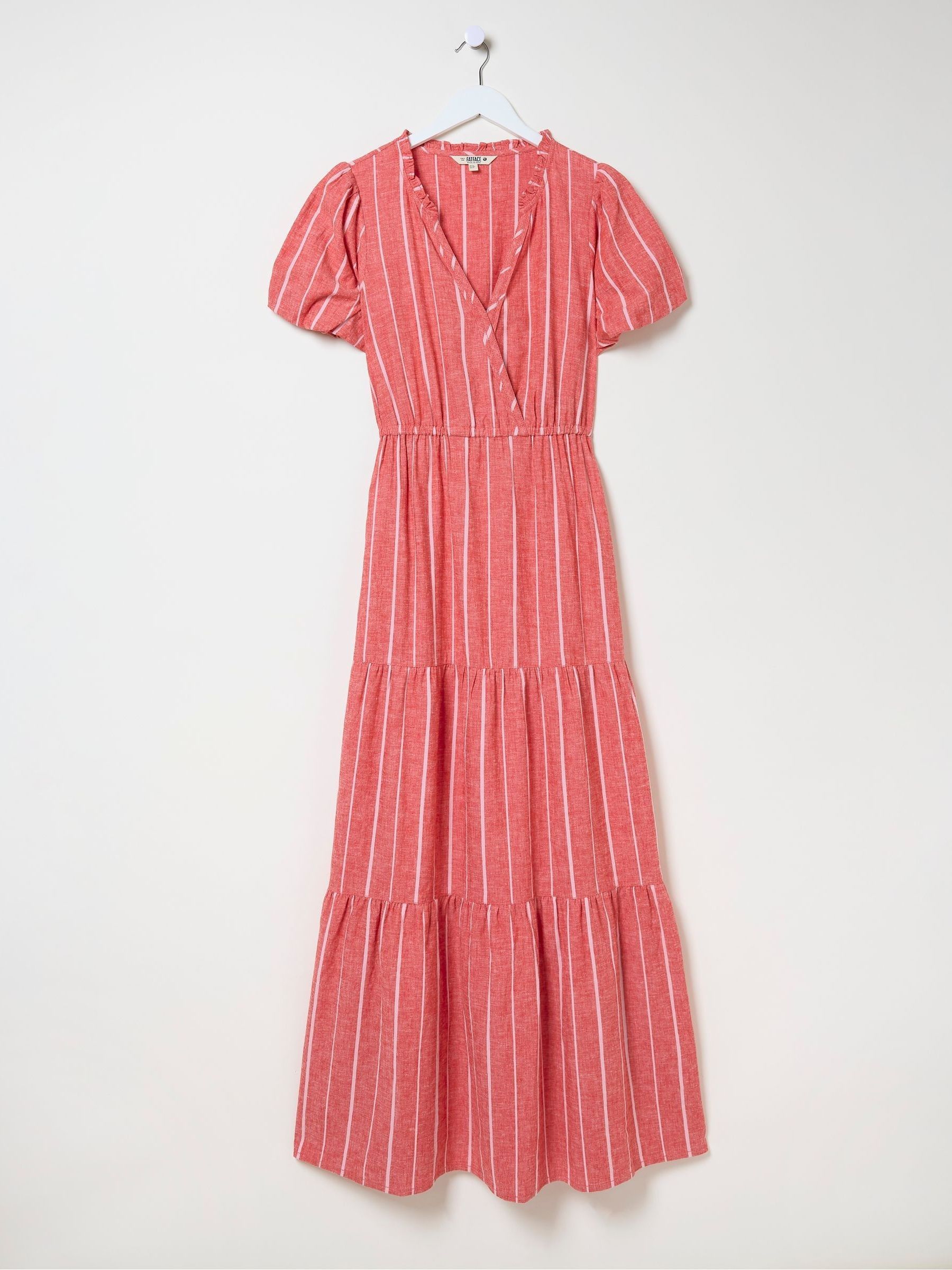 Aubrey Red Stripe Linen Blend Maxi Dress - Image 6 of 6