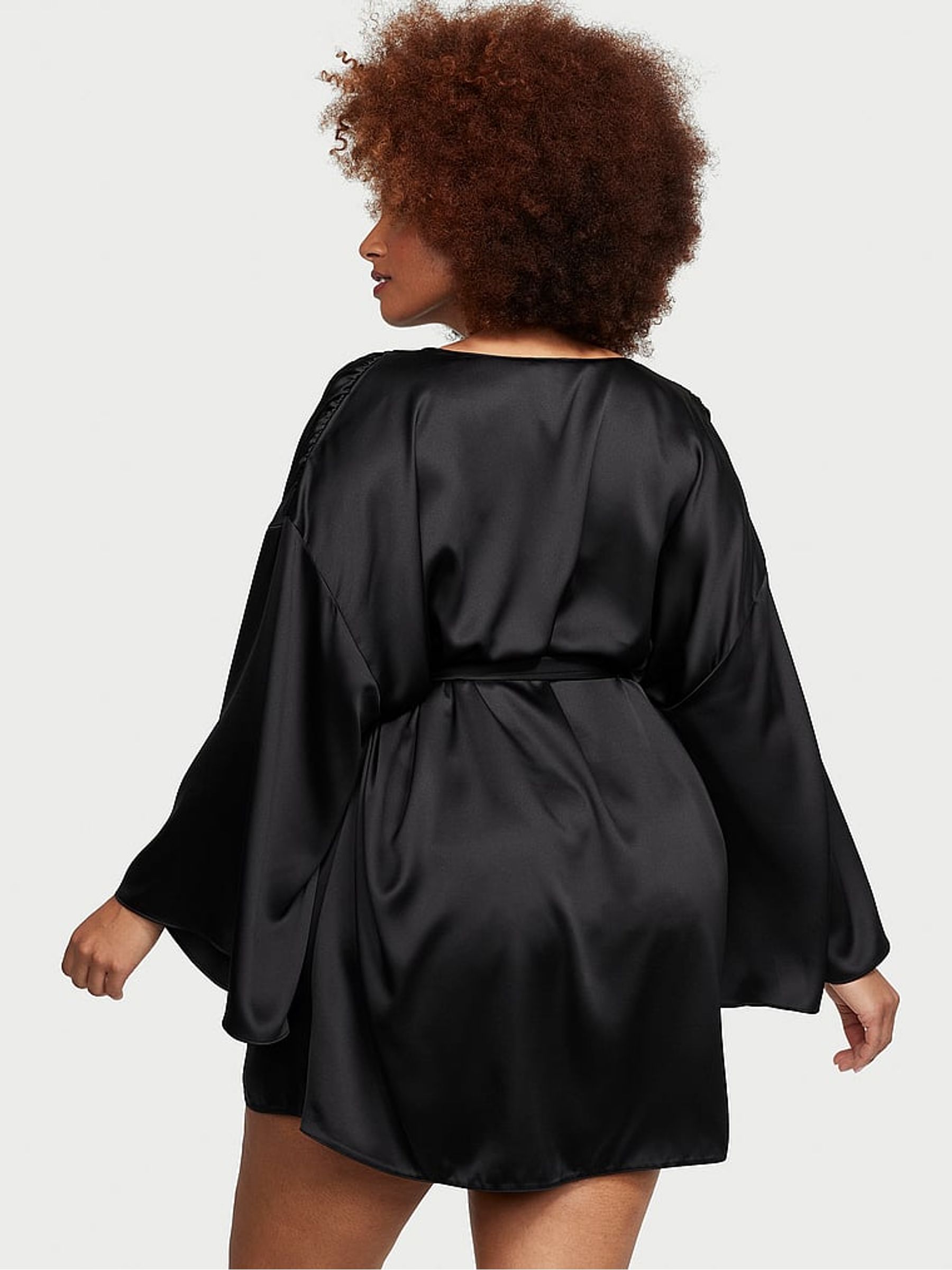 Black Satin Short Robe - Image 2 of 3