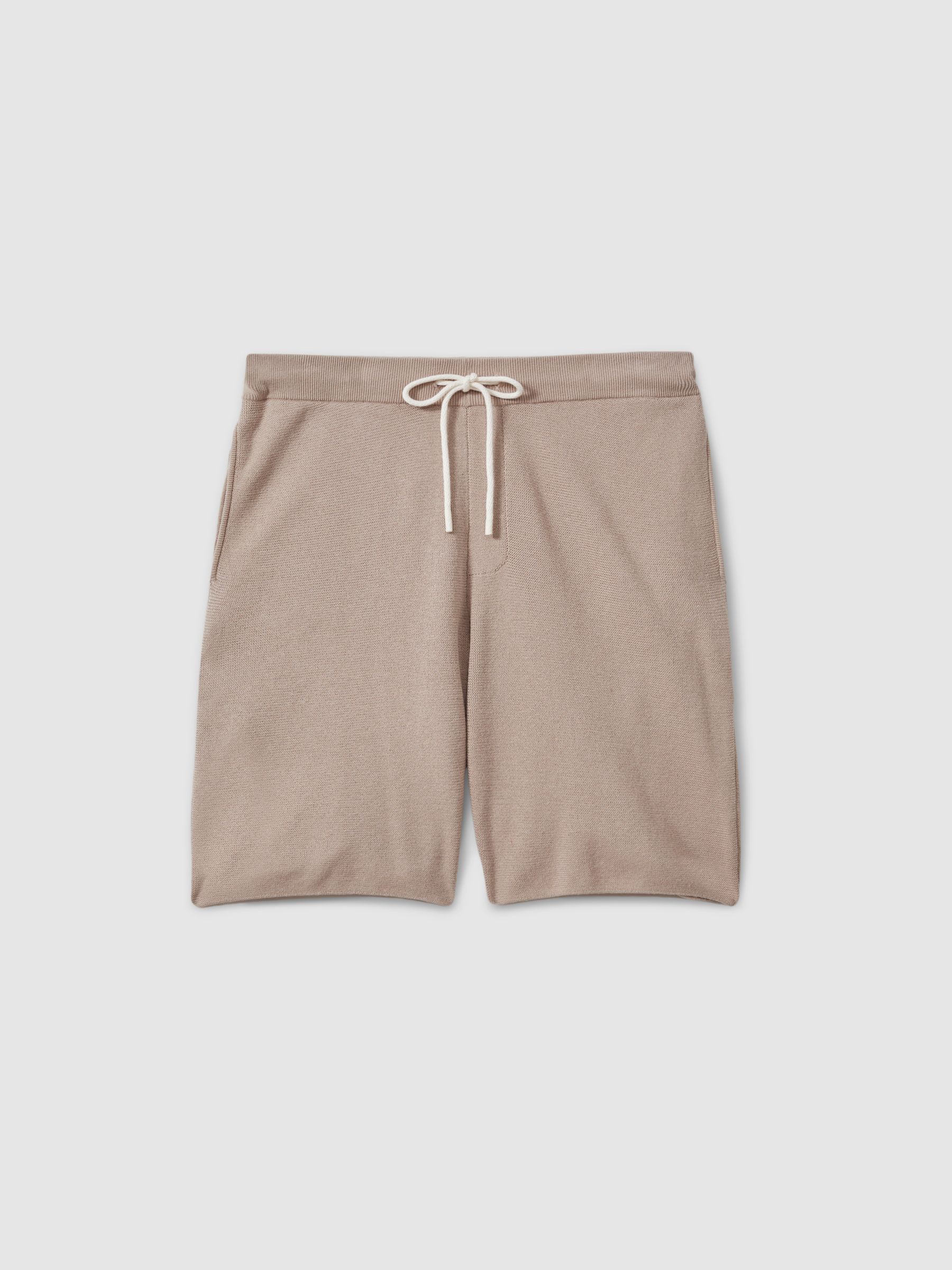 Paige Cotton-Linen Drawstring Knitted Shorts in Mocha - Image 2 of 6