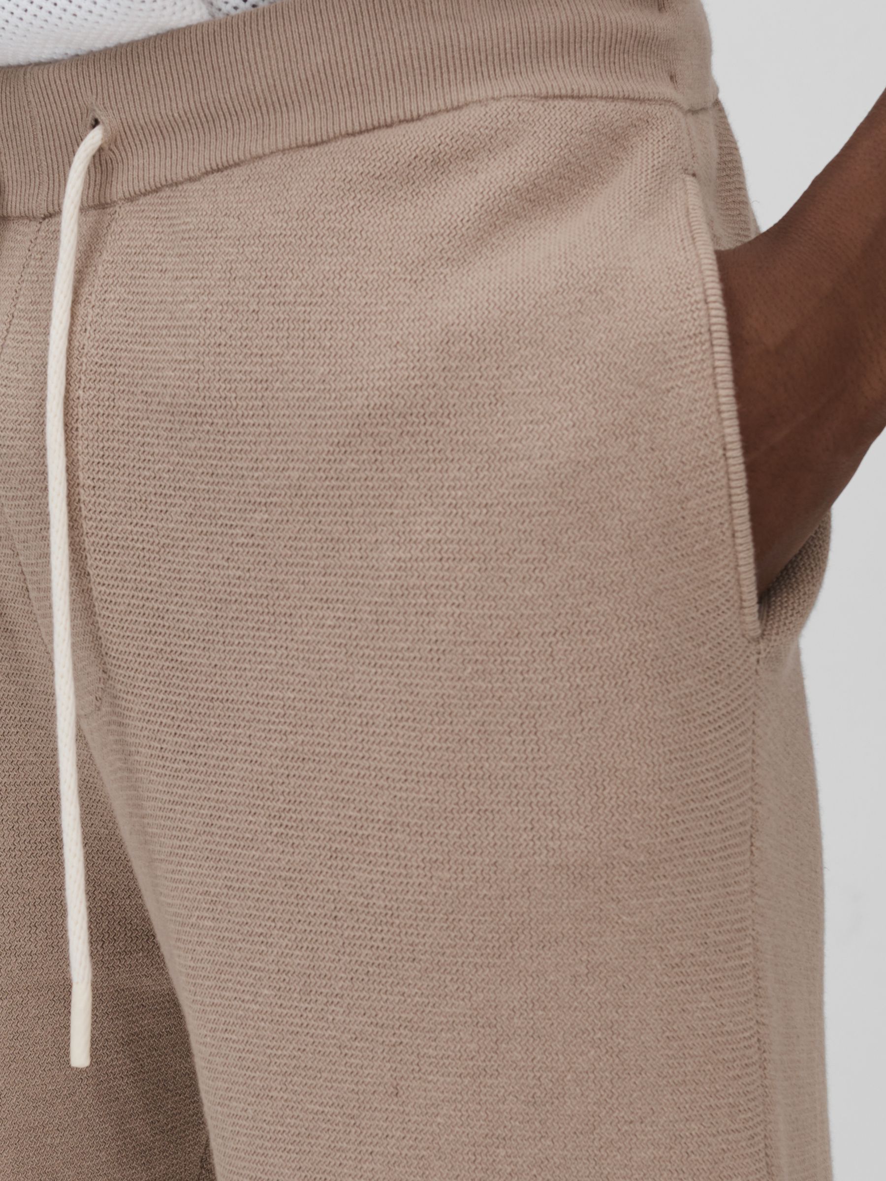 Paige Cotton-Linen Drawstring Knitted Shorts in Mocha - Image 4 of 6