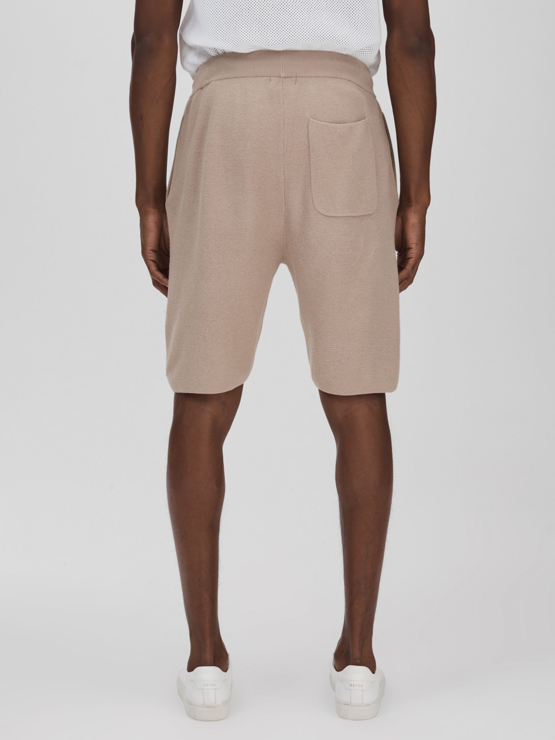 Paige Cotton-Linen Drawstring Knitted Shorts in Mocha - Image 5 of 6