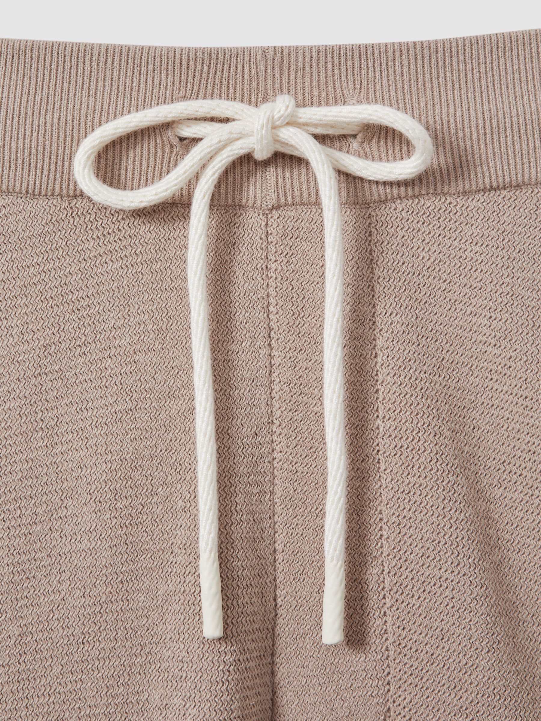 Paige Cotton-Linen Drawstring Knitted Shorts in Mocha - Image 6 of 6