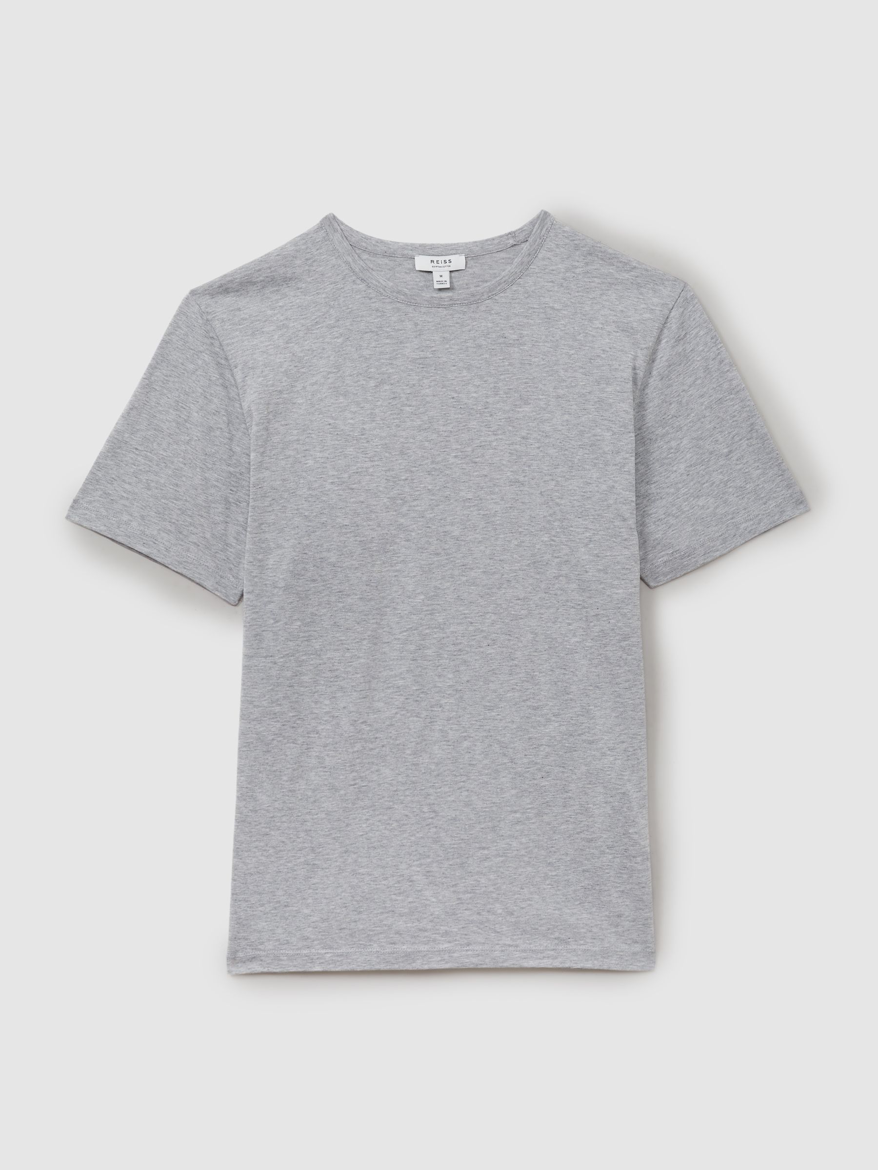 Mercerised Crew Neck T-shirt in Grey Melange - Image 2 of 5