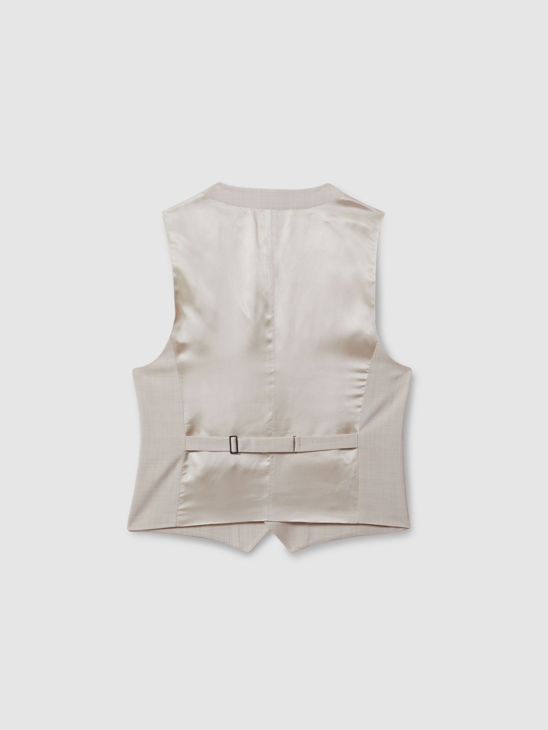 Slim Fit Single Breasted Waistcoat in Stone - Image 4 of 5
