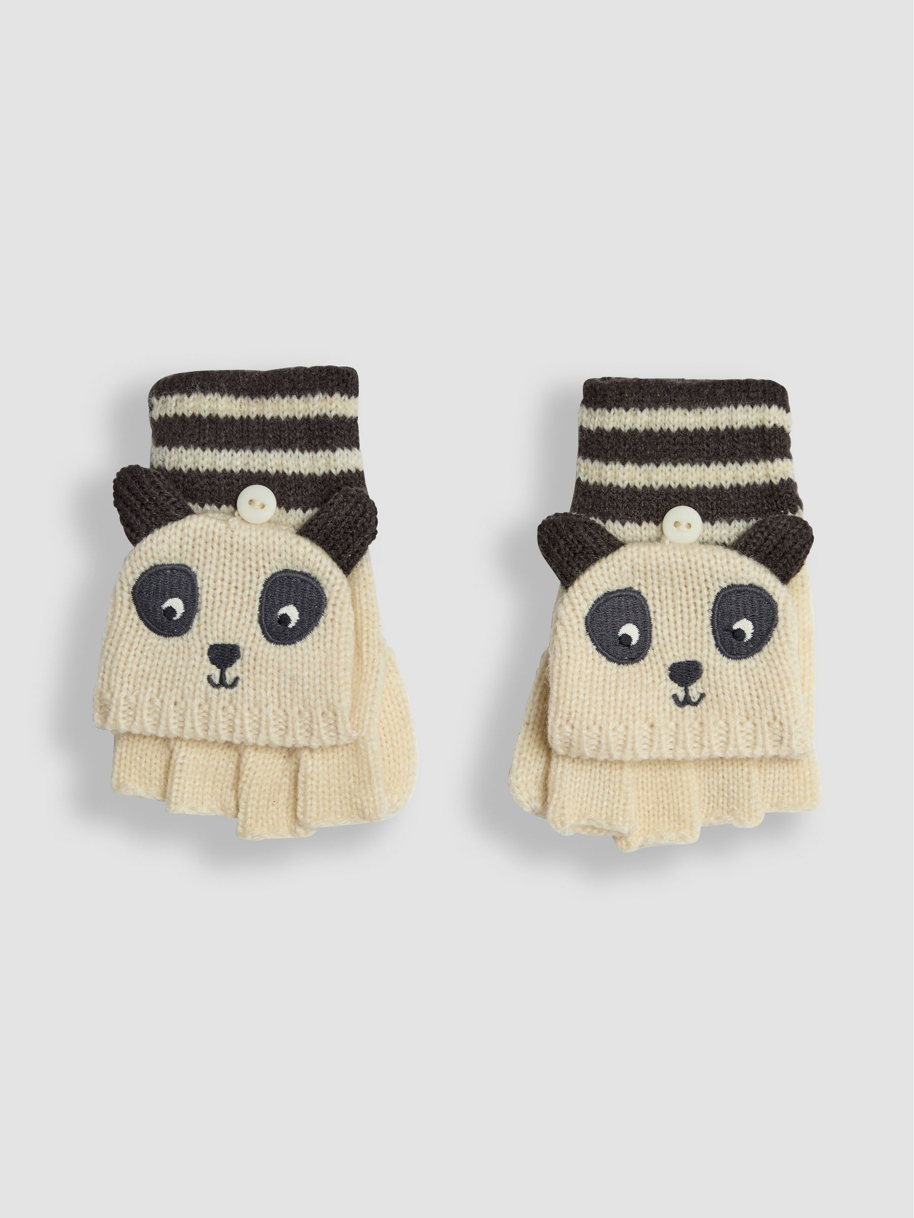 Cream Panda Novelty Mittens With Fingers - Image 1 of 3