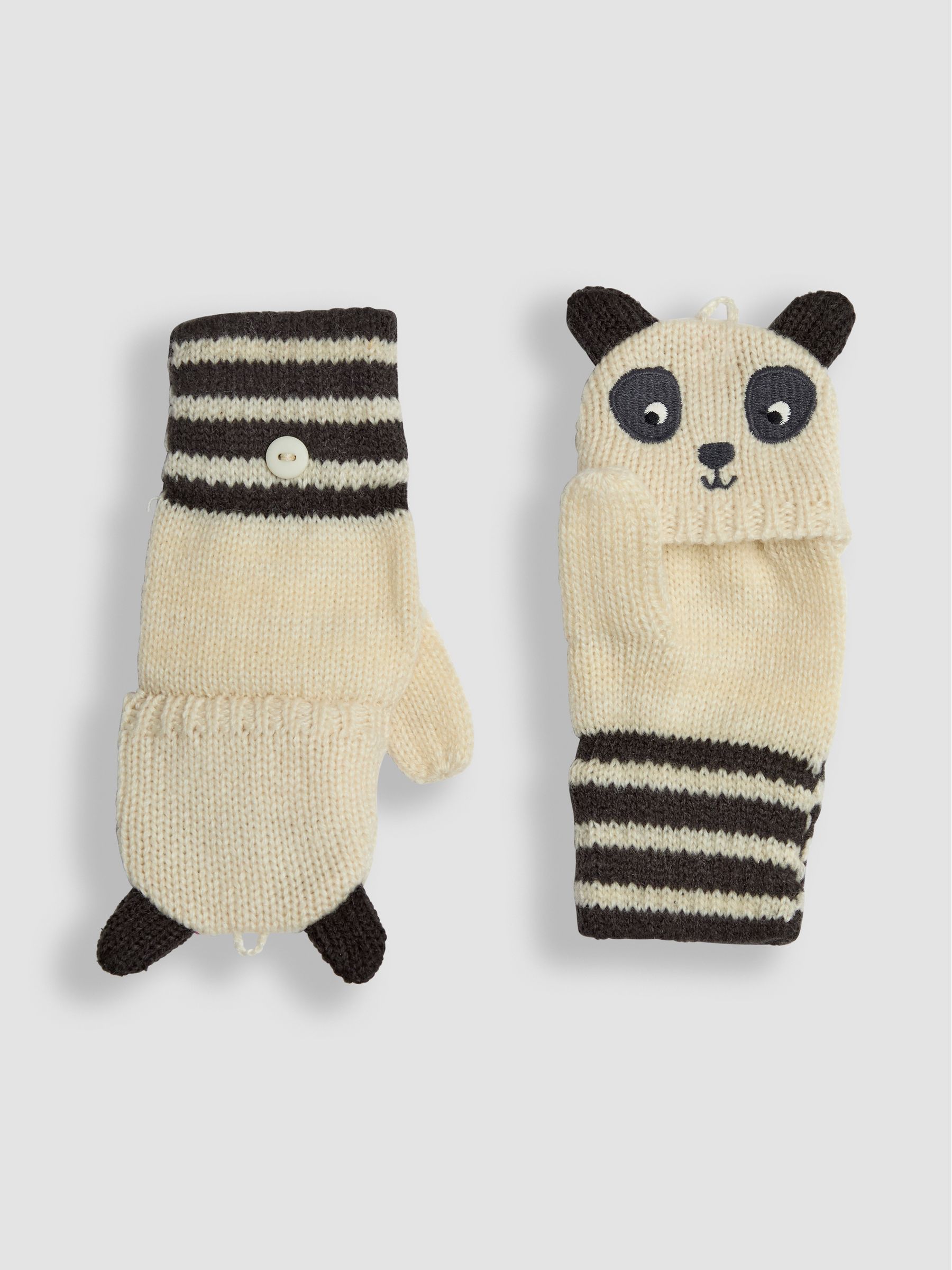 Cream Panda Novelty Mittens With Fingers - Image 3 of 3