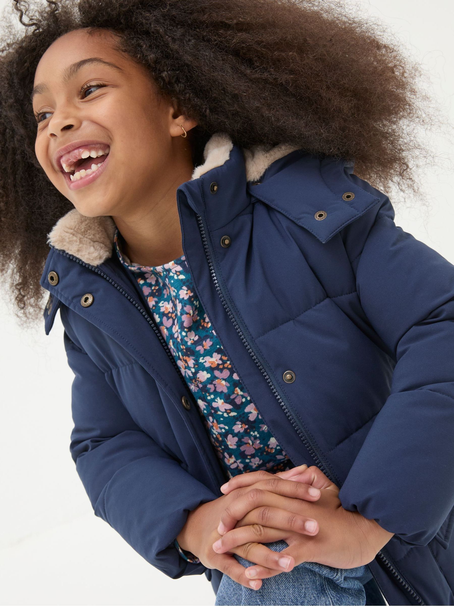 Letty Navy Blue Longline Padded Jacket - Image 3 of 4