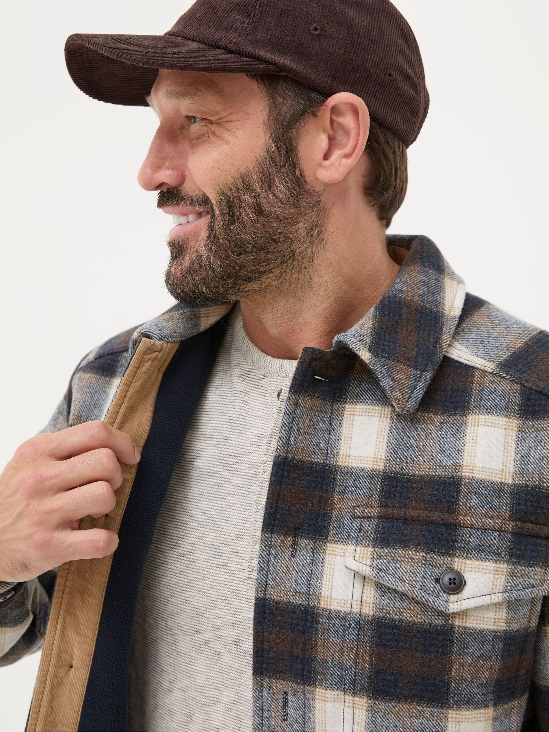 Milton Dark Brown Check Overshirt - Image 4 of 6
