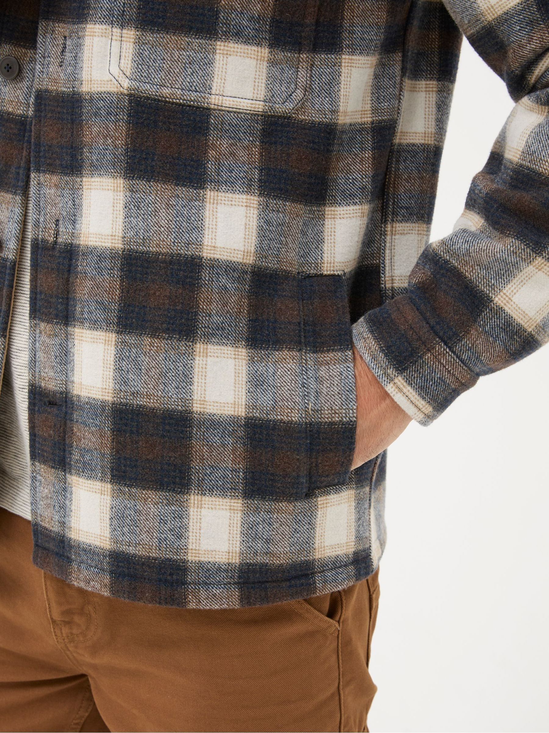 Milton Dark Brown Check Overshirt - Image 5 of 6