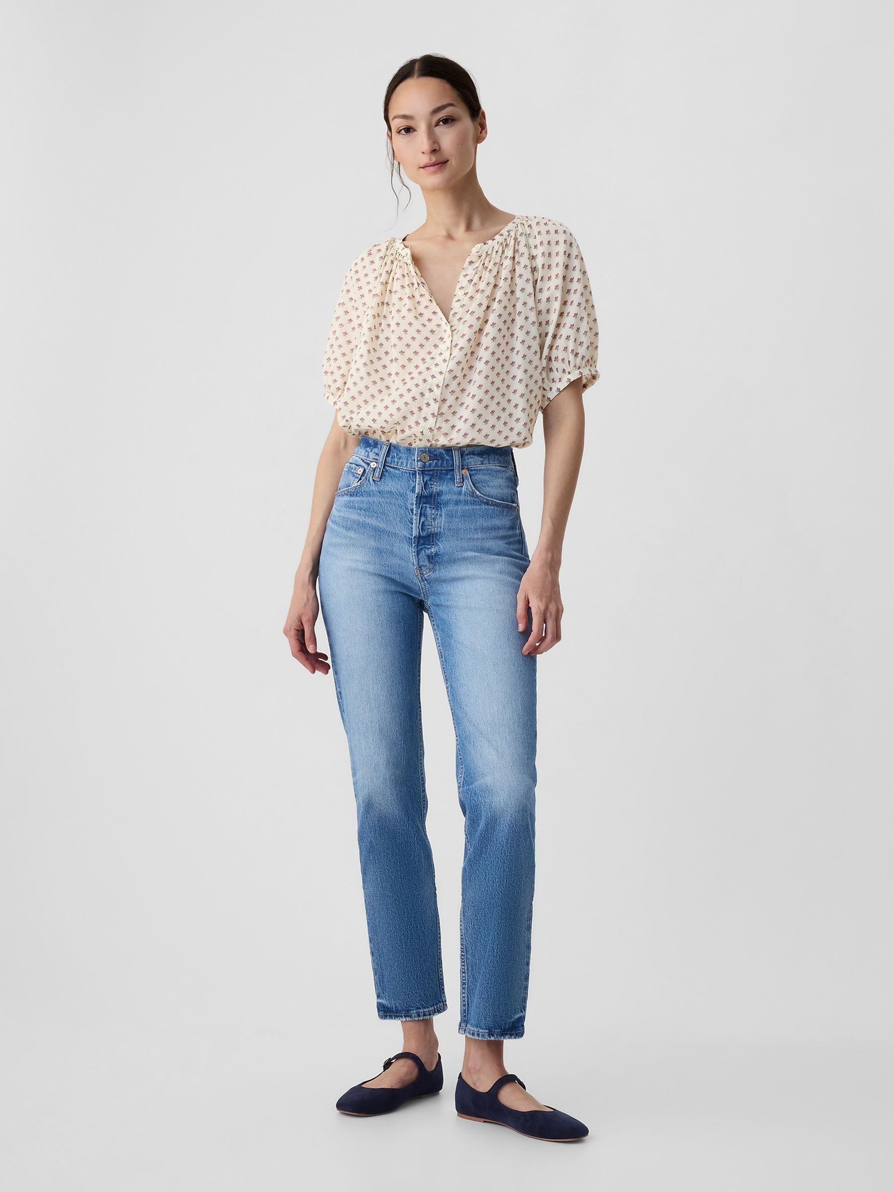 Cream DÔEN Floral Short Sleeve Blouse - Image 3 of 5