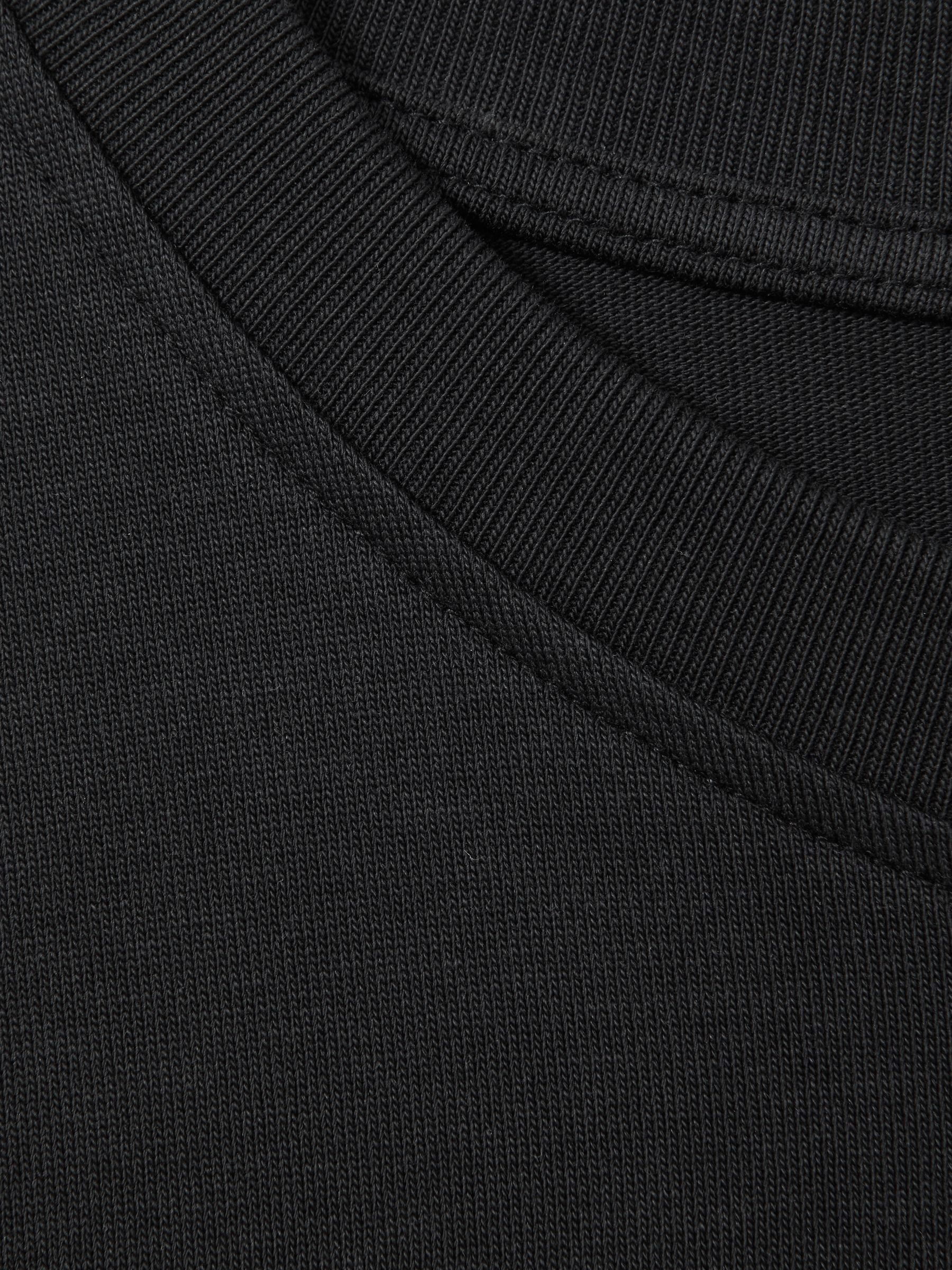 Cotton Crew Neck Long Sleeve T-Shirt in Washed Black - Image 6 of 6