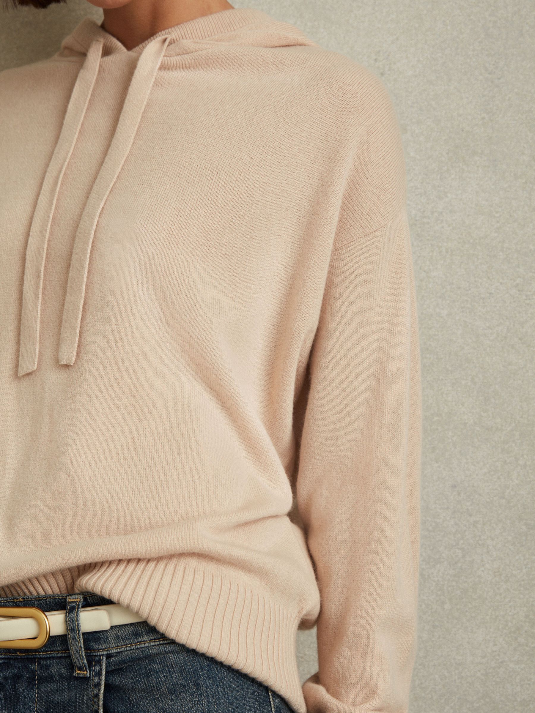 Wool Blend Drawstring Hoodie with Cashmere in Nude - Image 5 of 6