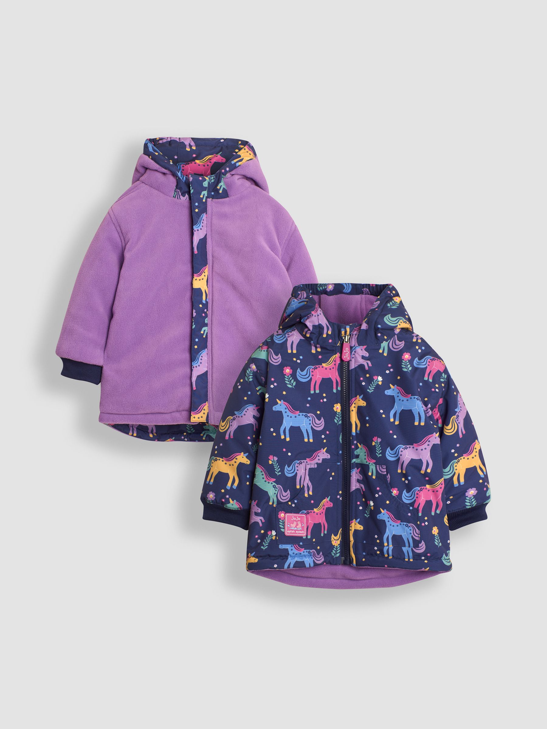 Lilac Unicorn Fleece Lined Jacket - Image 1 of 7