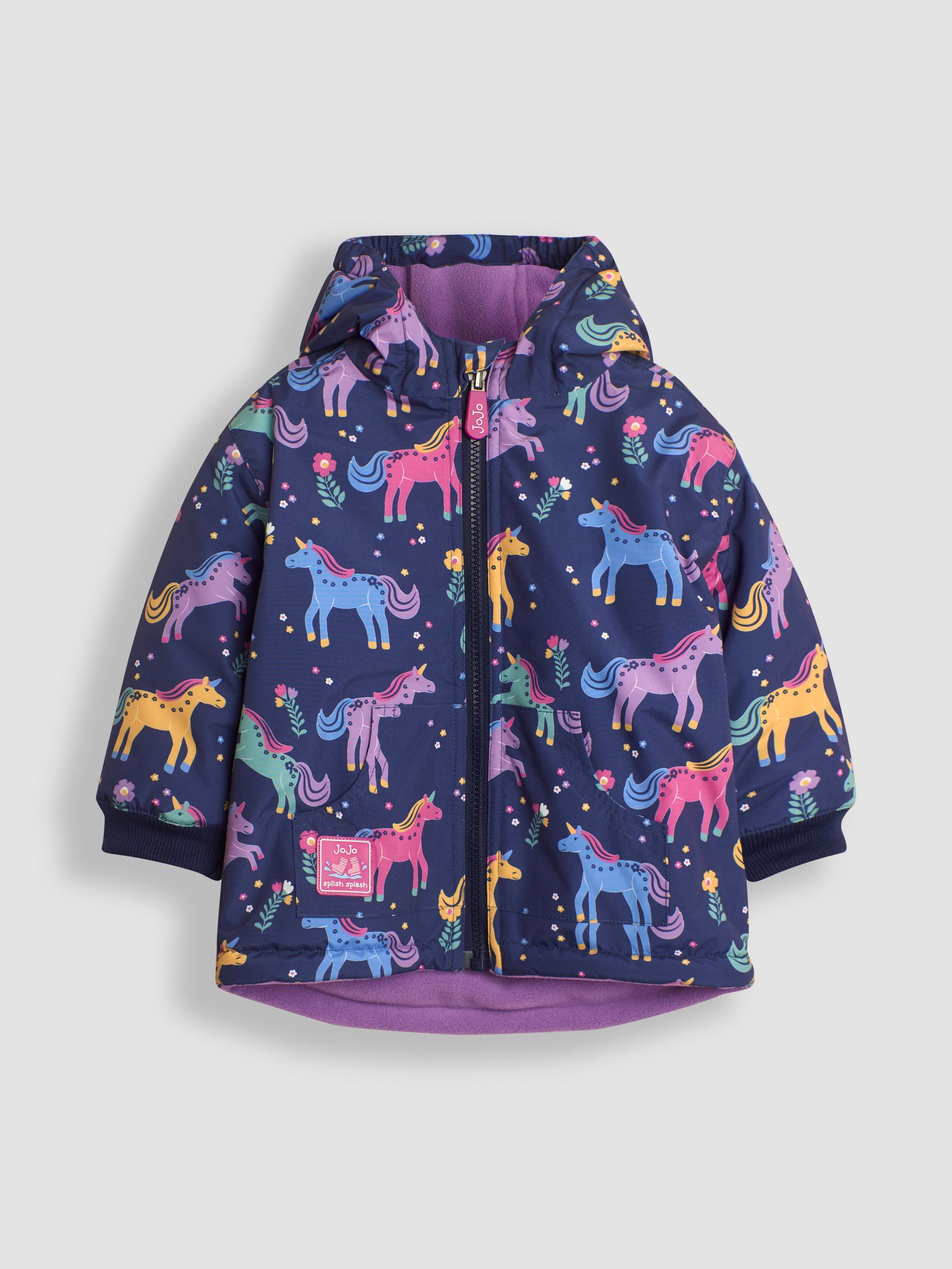 Lilac Unicorn Fleece Lined Jacket - Image 2 of 7