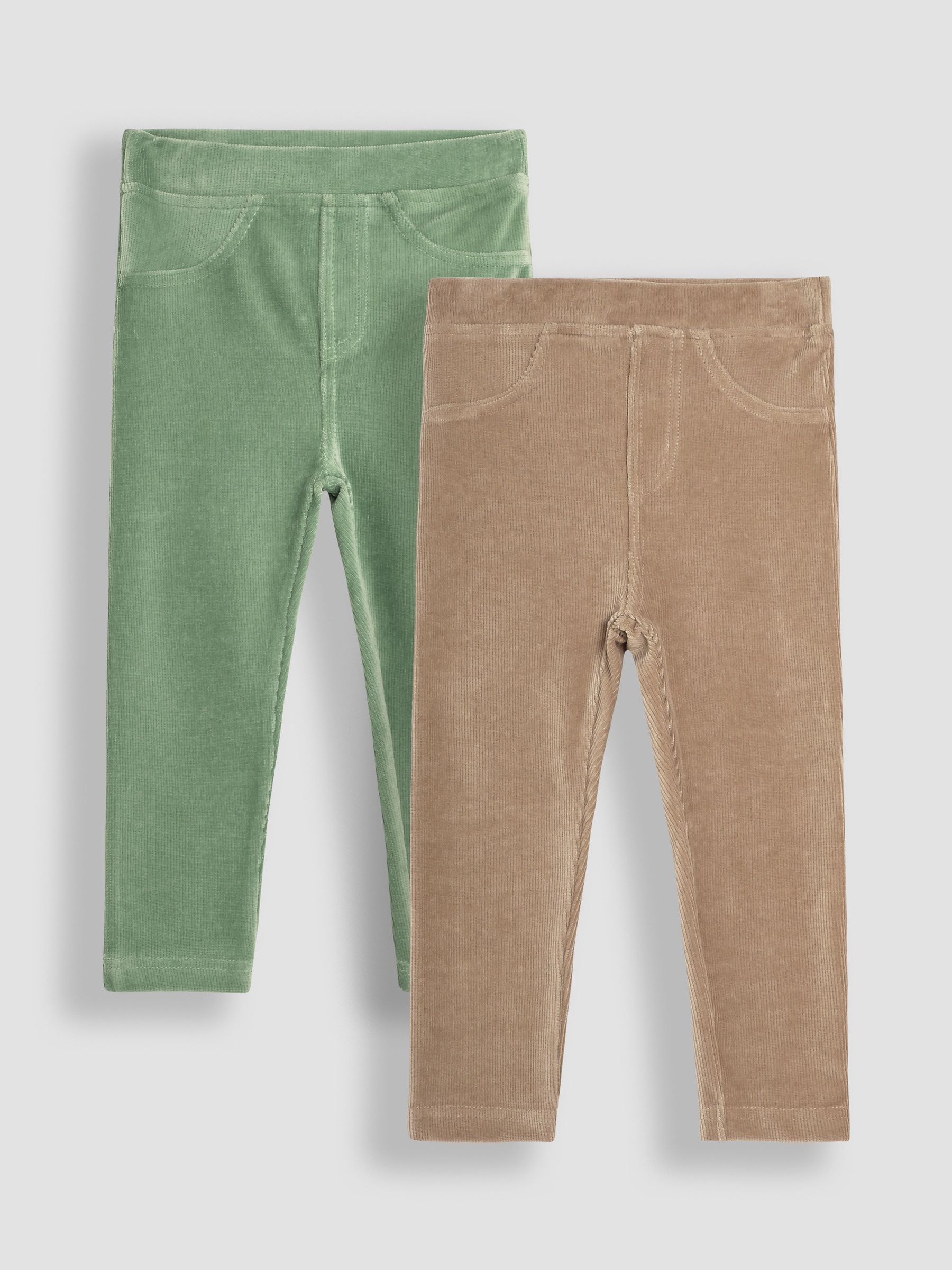 Green & Fawn Brown 2-Pack Jersey Cord Jeggings - Image 1 of 7