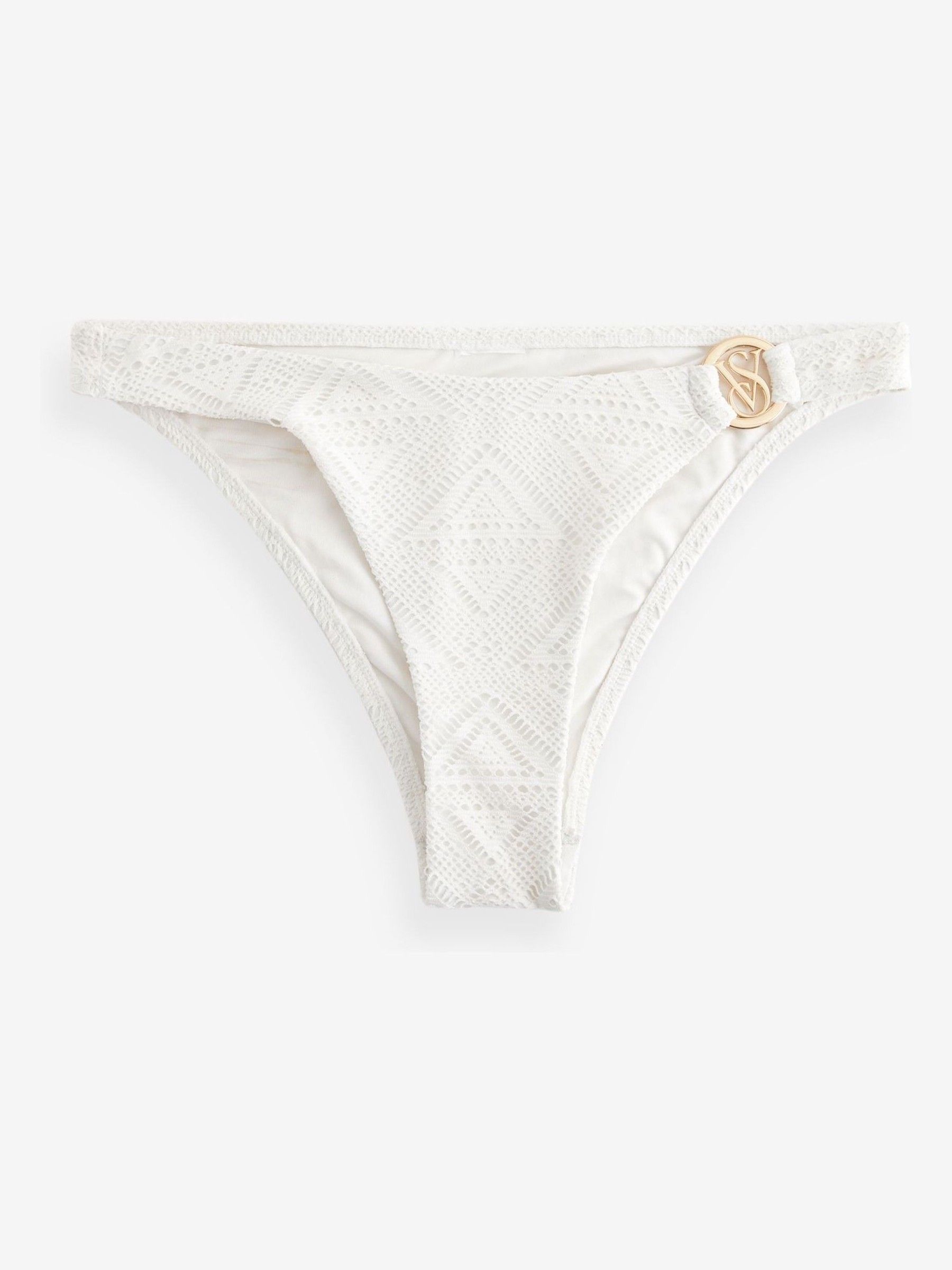 White Logo Hardware Crochet Brief Bikini Bottom - Image 4 of 4
