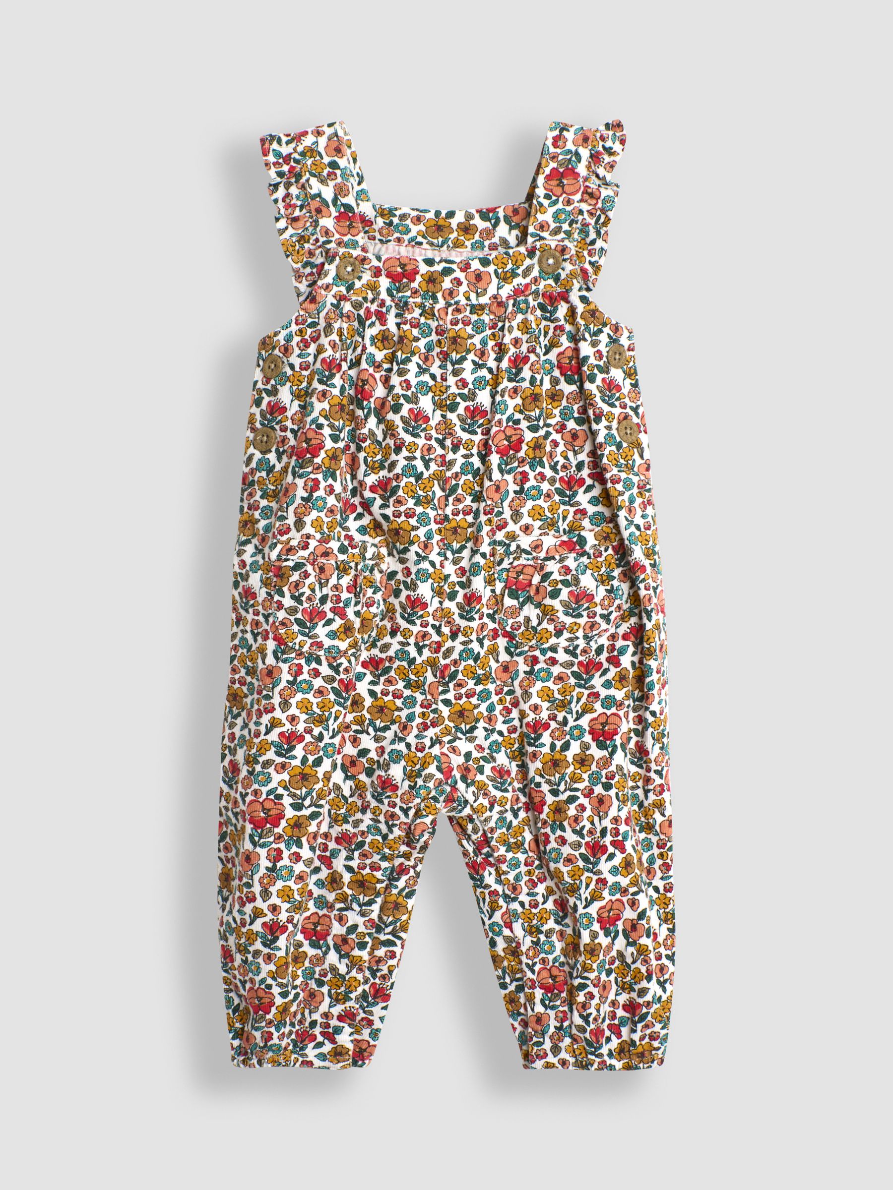 Mustard Yellow Autumn Floral Cord Dungarees & Top Set - Image 2 of 6